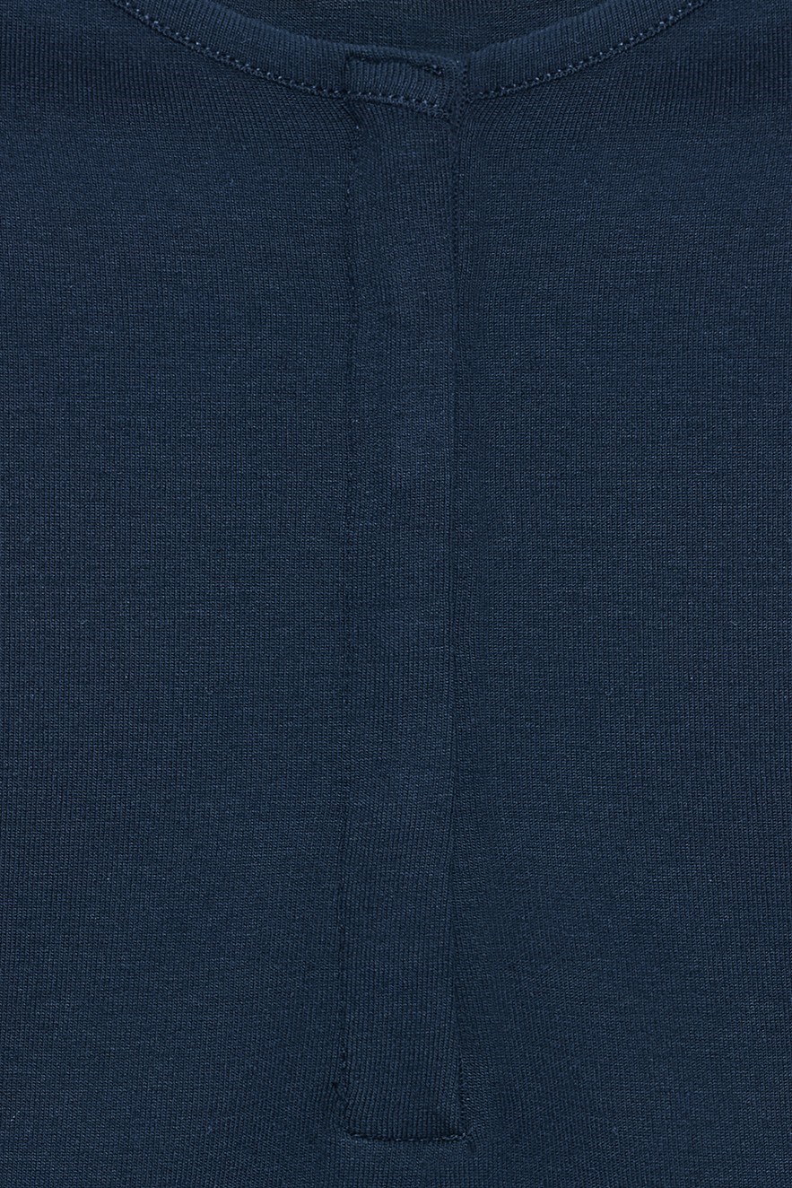 Wholesale Women's Navy Blue Modal-Cotton Snap-Button Cropped Tee 0431-31704