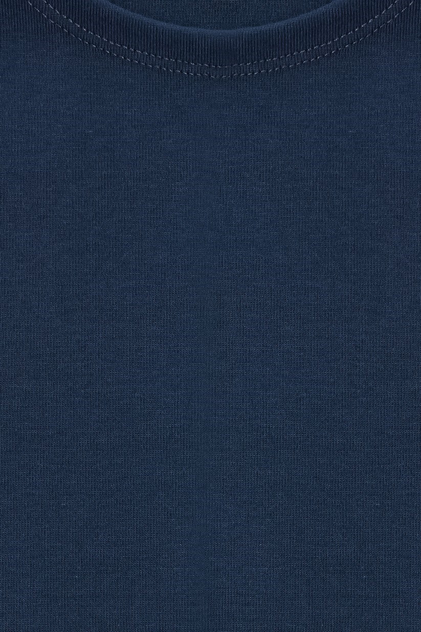 Wholesale Women's Navy Blue Modal-Cotton Cropped T-Shirt 0431-30528