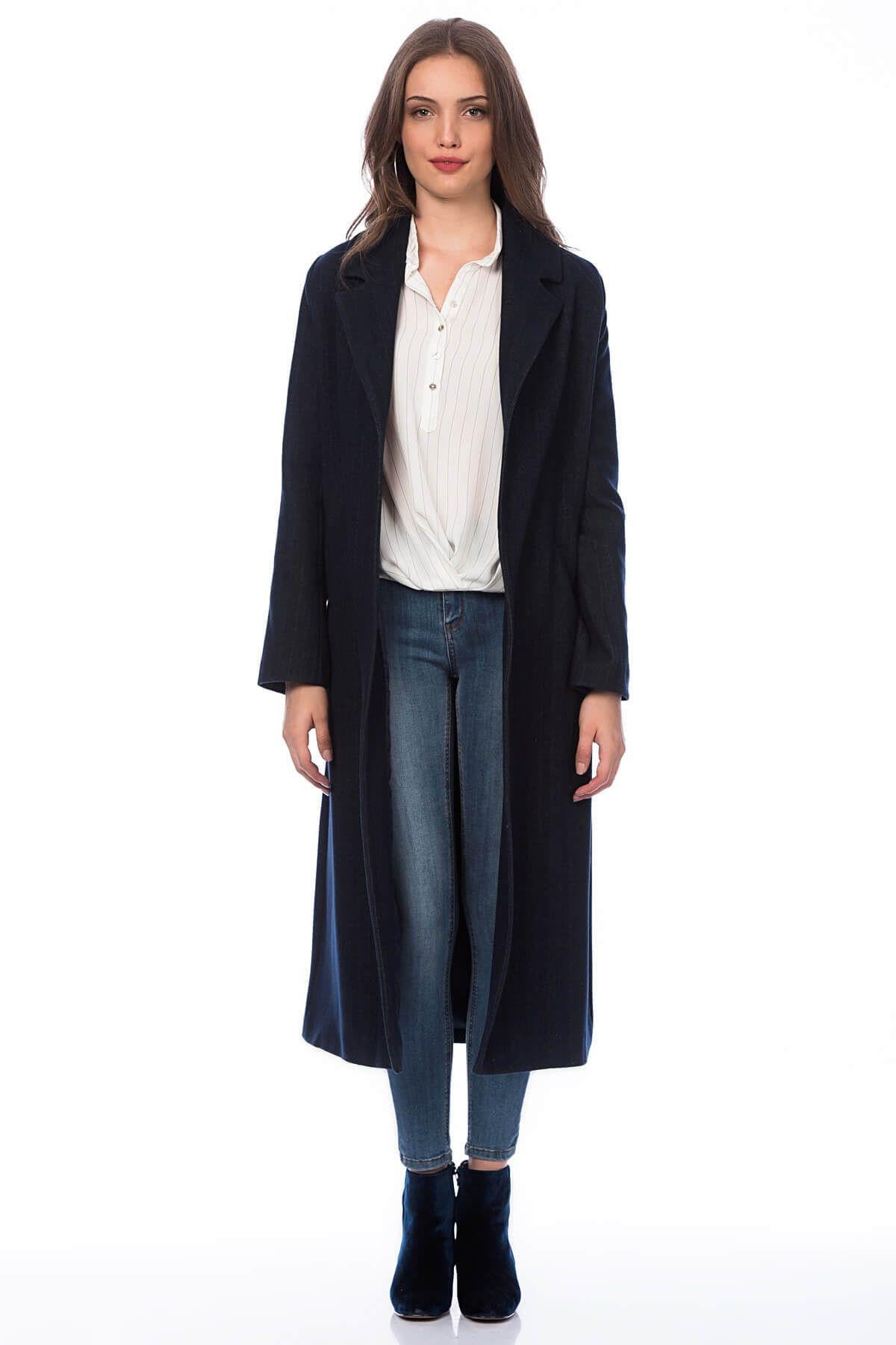 Wholesale Women's Navy Herringbone Coat