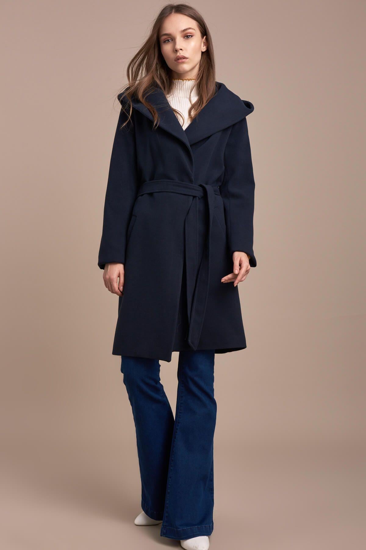 Wholesale Women's Navy Hooded Short Coat