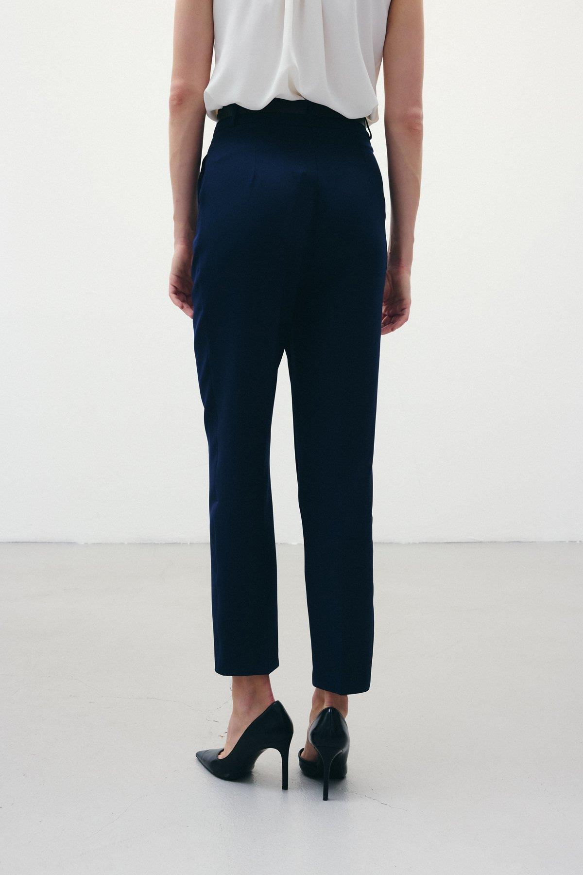 Wholesale Women's Navy Trousers with Belt 0033-1860-5066