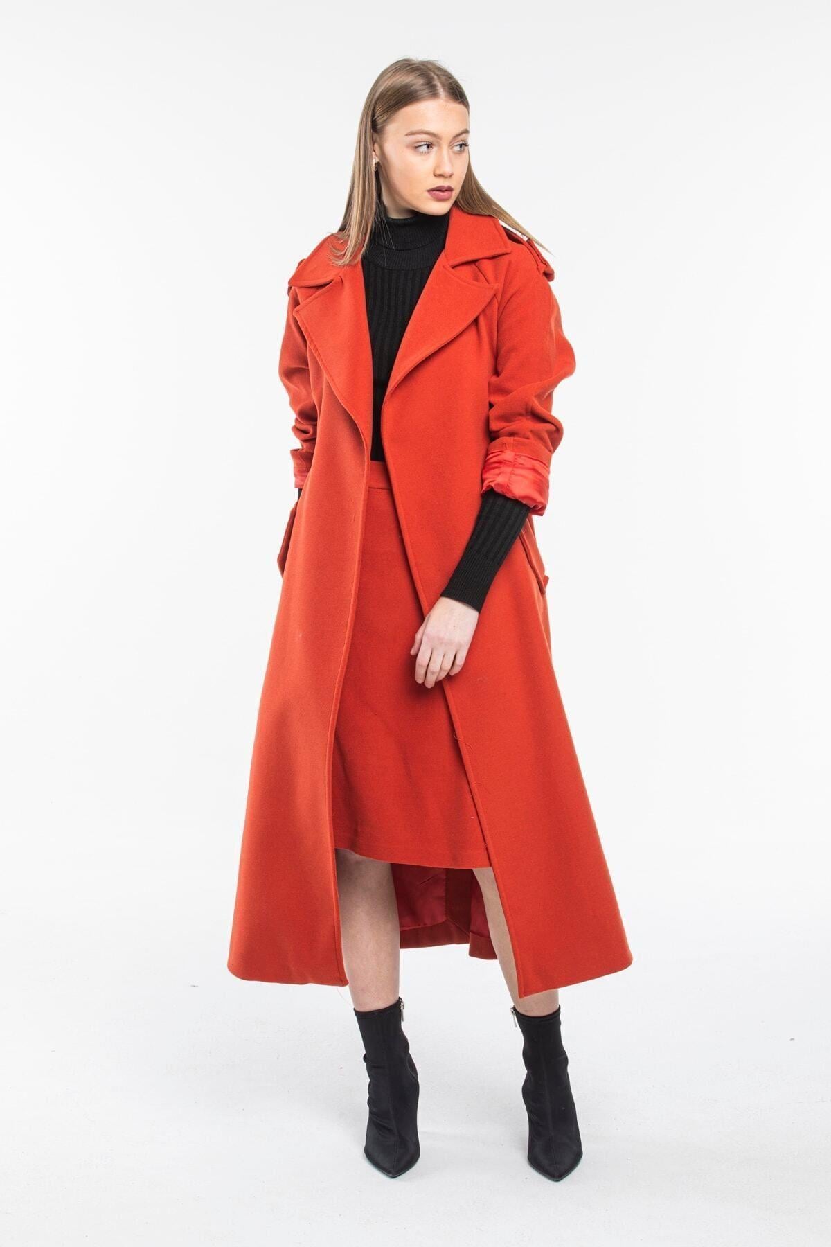 Wholesale Women's New Terracotta Epaulette Coat