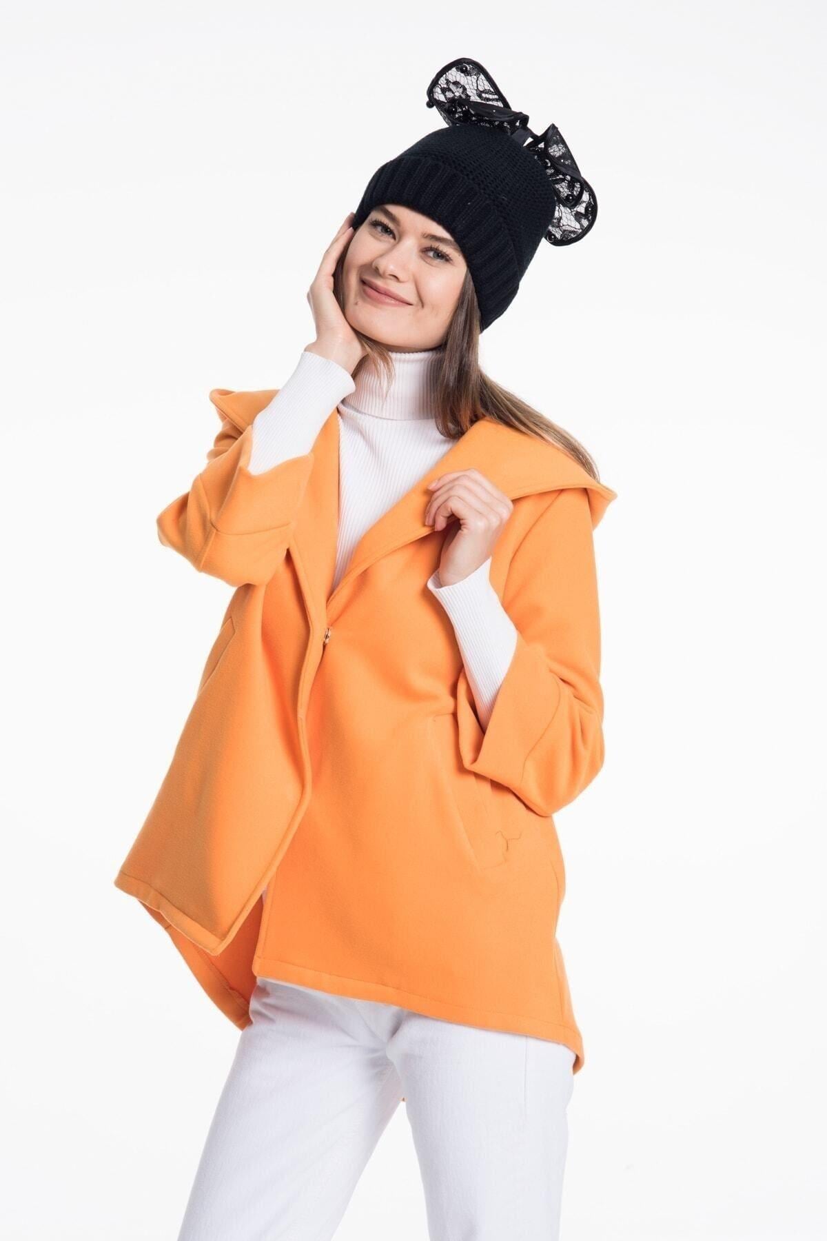 Wholesale Women's Orange Hooded Coat