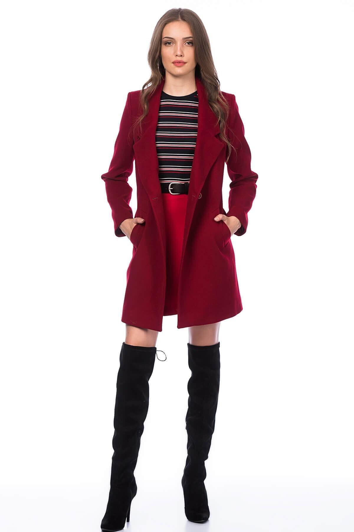 Wholesale Women's Oversized Burgundy Coat