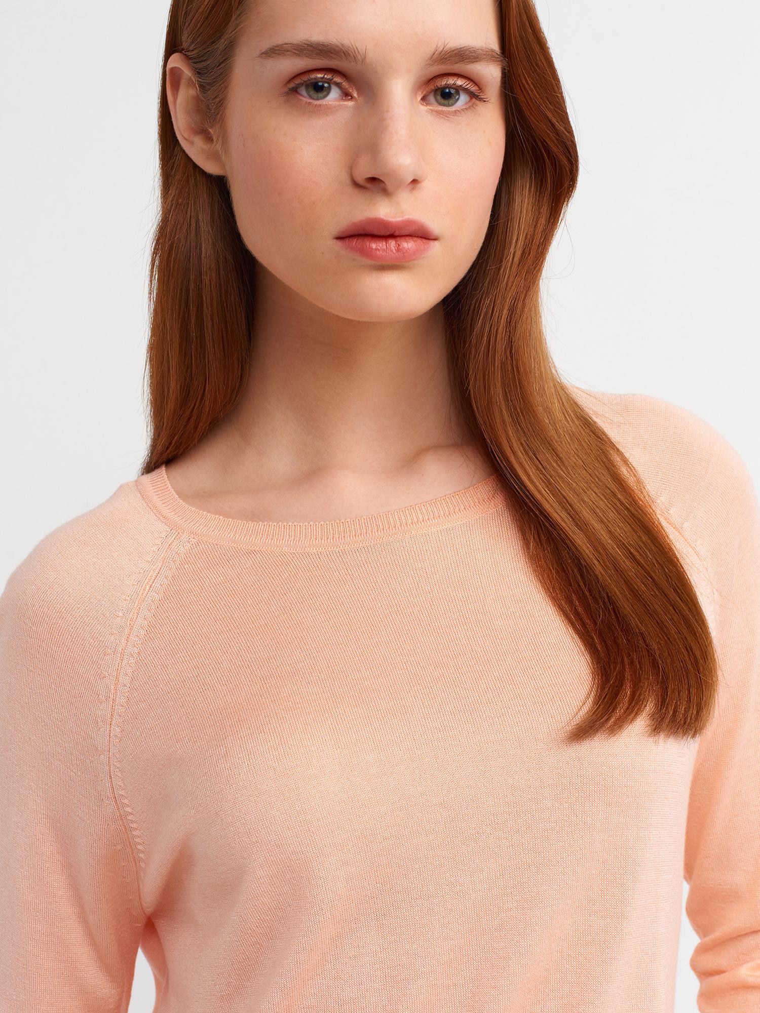 Wholesale Women's Peach Fine Knit Blouse with Raglan Sleeves and Side Slits 0431W26-10536