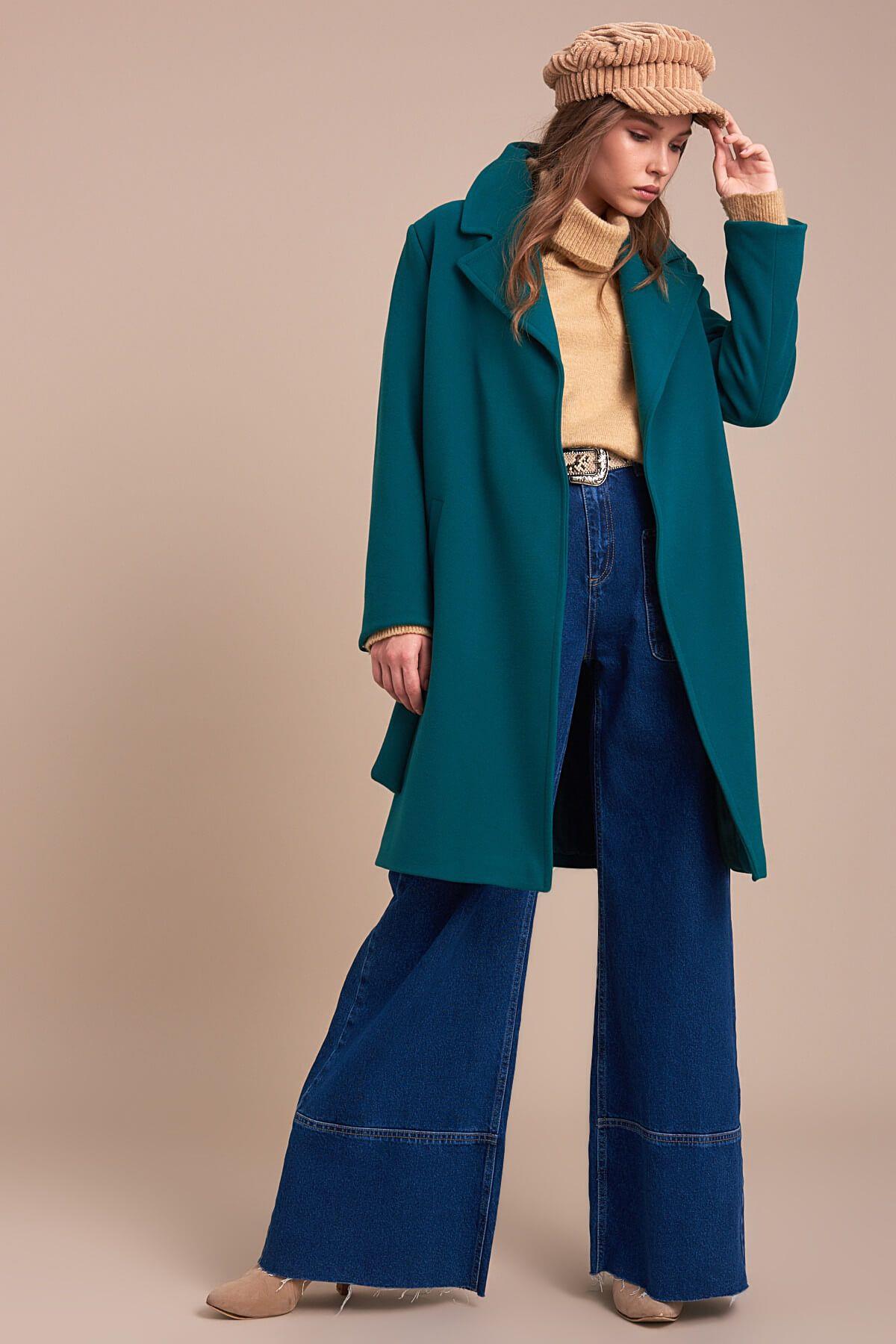 Wholesale Women's Petrol Short Tie Coat