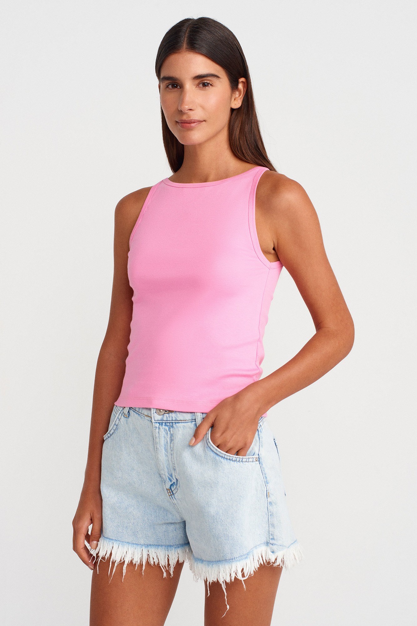 Wholesale Women's Pink Cotton-Modal Sleeveless Top 0431-21048