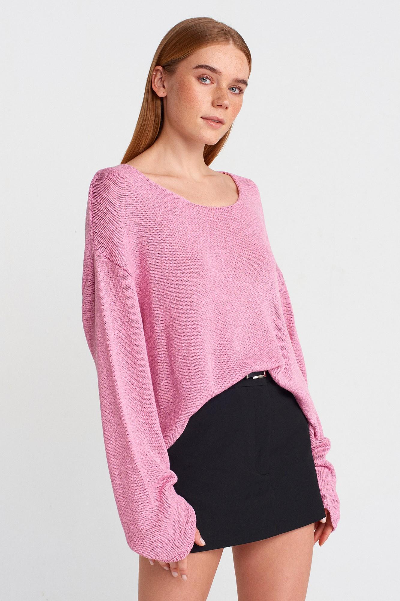 Wholesale Women's Pink Scoop-Neck Flowy Sweater 0431W26-10706
