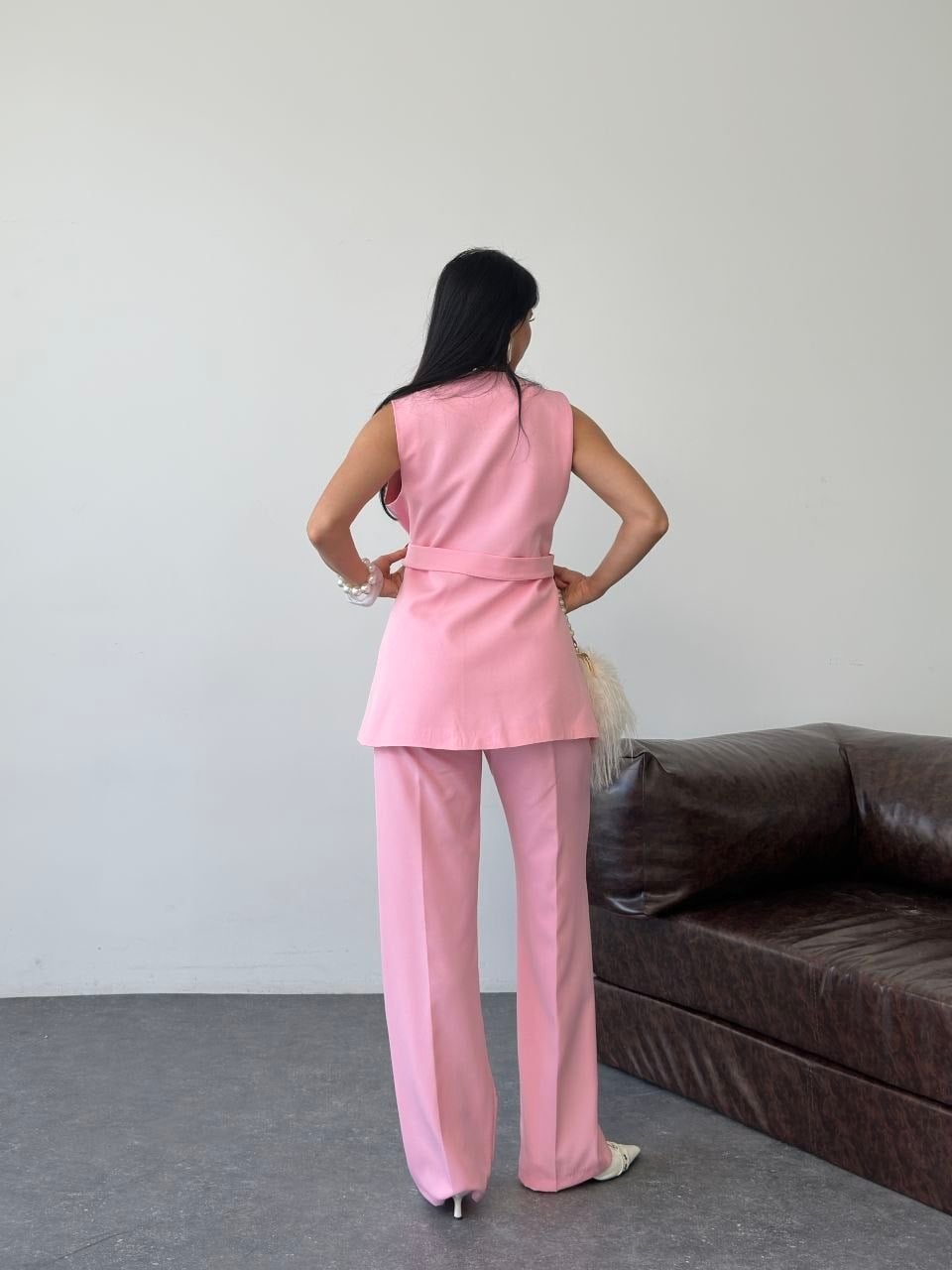 Wholesale Women's Pink Two-Piece Suit  0044-3128
