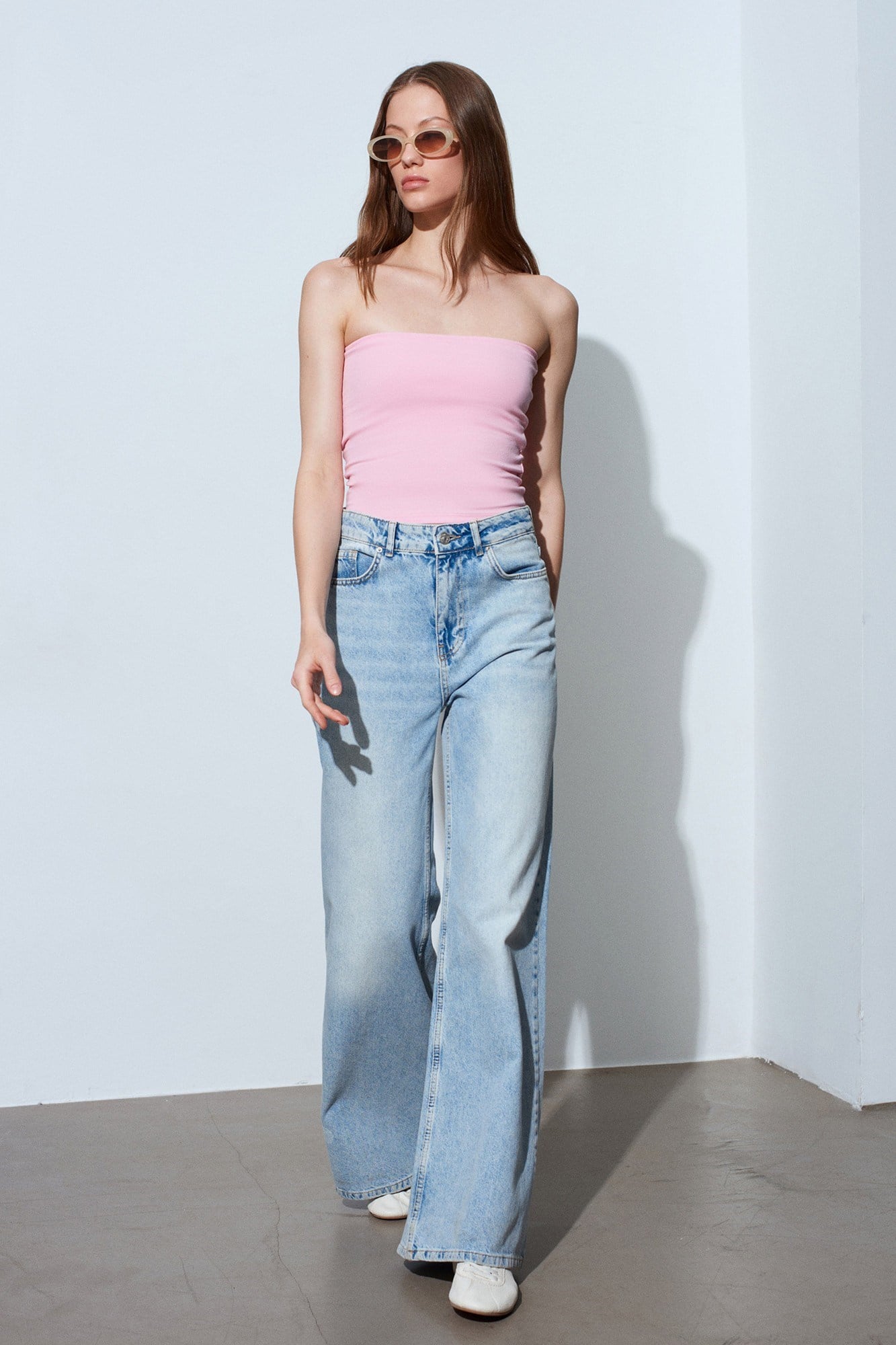 Wholesale Women's Powder Pink Bandeau Top 0431-20659
