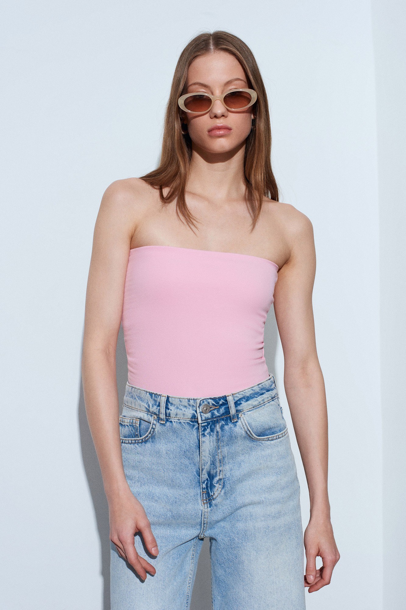 Wholesale Women's Powder Pink Bandeau Top 0431-20659