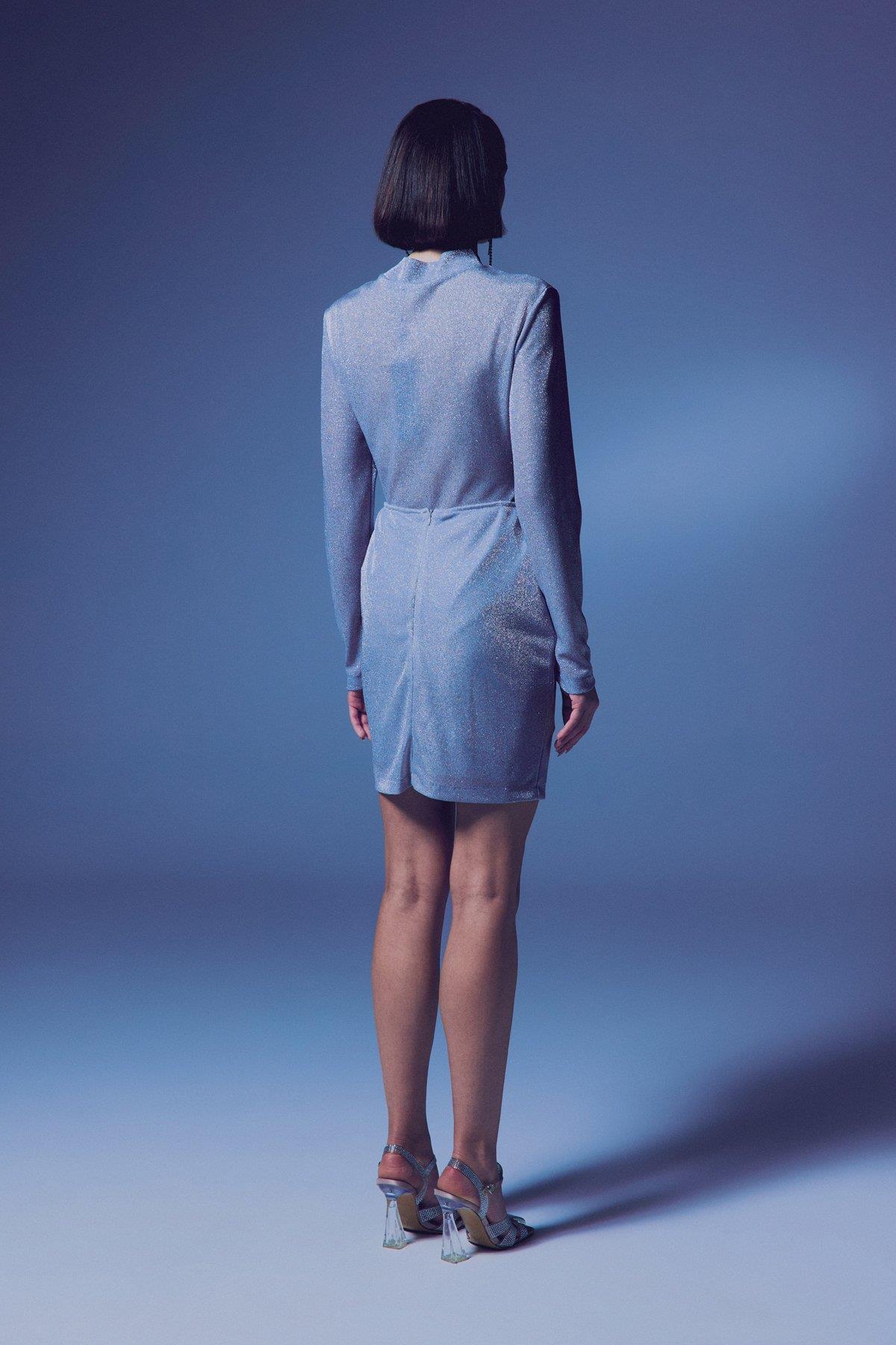 Wholesale Women's Silver Lurex Mini Skirt 0033-1655-4530