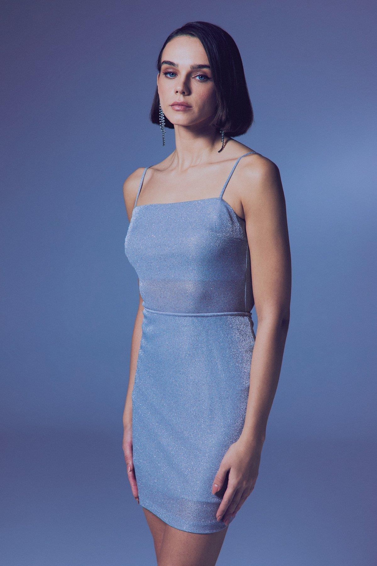 Wholesale Women's Silver Lurex Strappy Bodysuit 0033-1649-1545