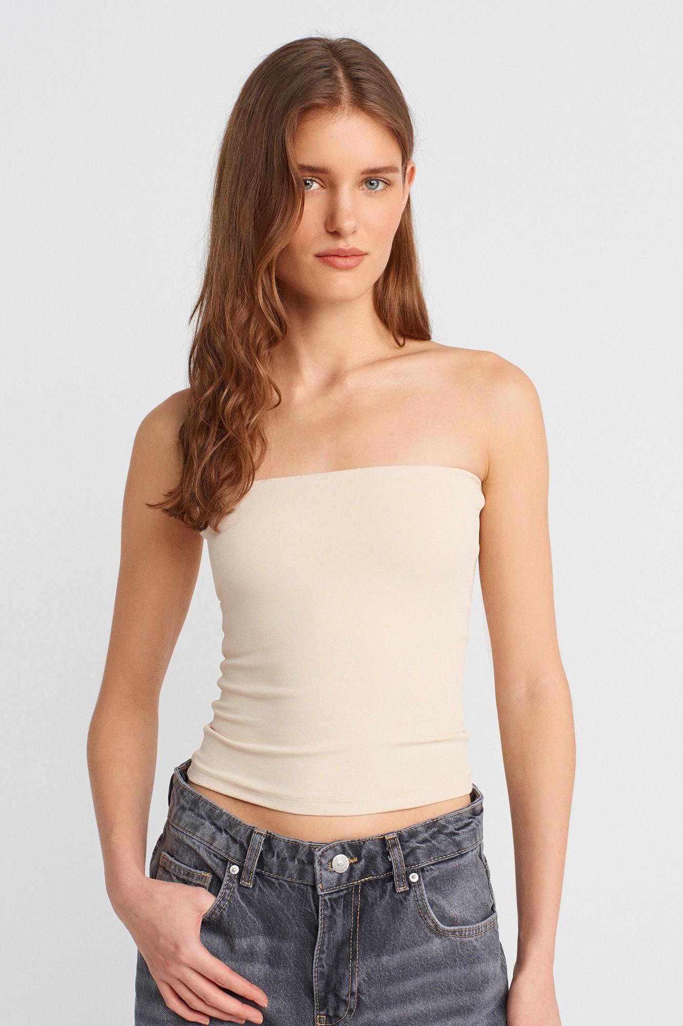Wholesale Women's Stone Beige Bandeau Top 0431-20659