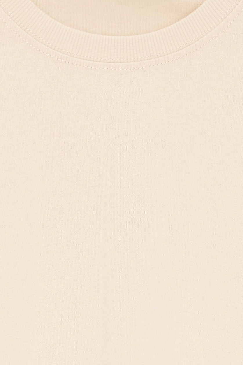 Wholesale Women's Stone Beige Crew-Neck Basic T-Shirt 0431-31017