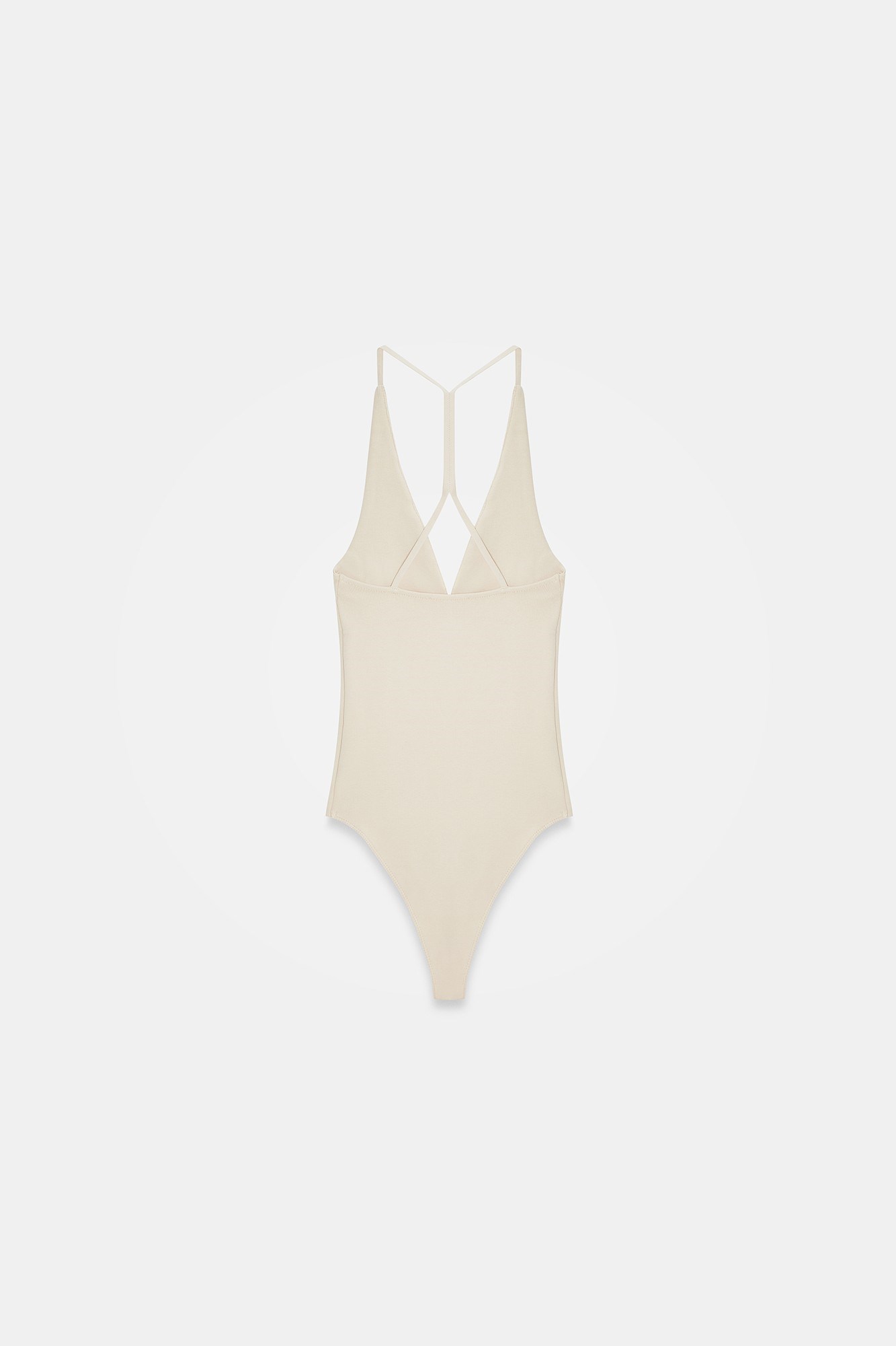 Wholesale Women's Stone Beige Cross-Back Cotton Bodysuit 0431-21175