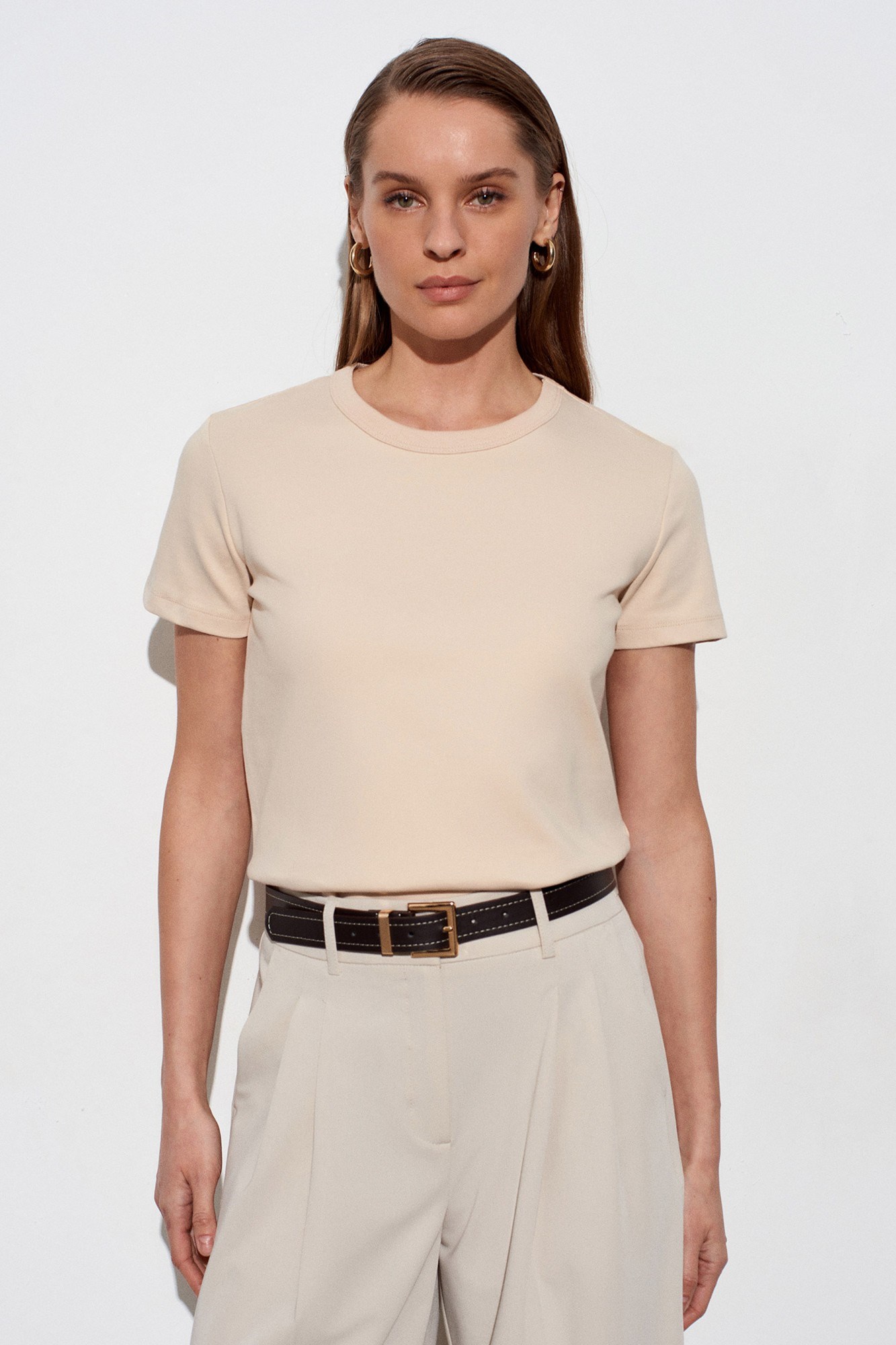 Wholesale Women's Stone Crew-Neck Basic T-Shirt 0431-32779