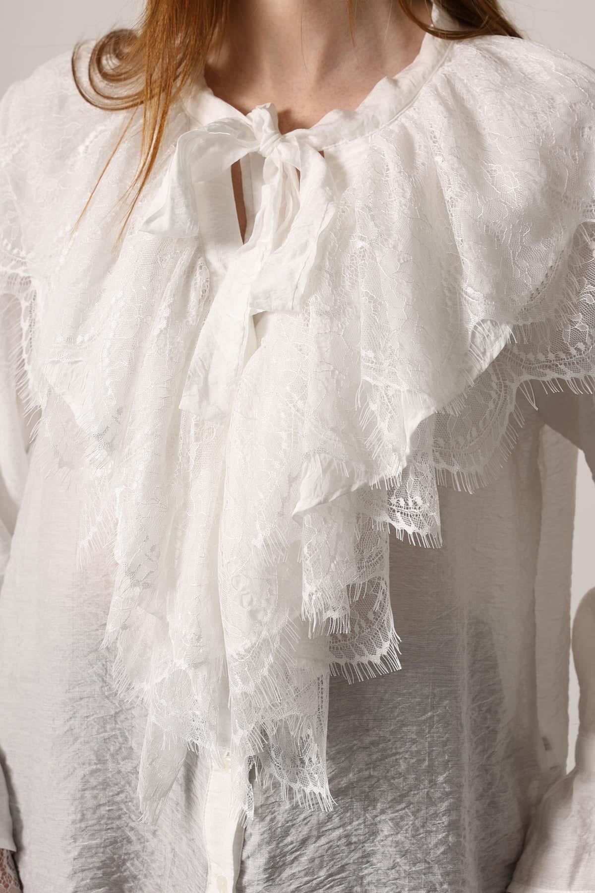 Wholesale Women's White Lace Shirt 0061-34512