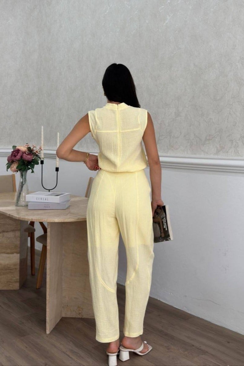 Wholesale Yellow Muslin Two-Piece Set 0034-3176