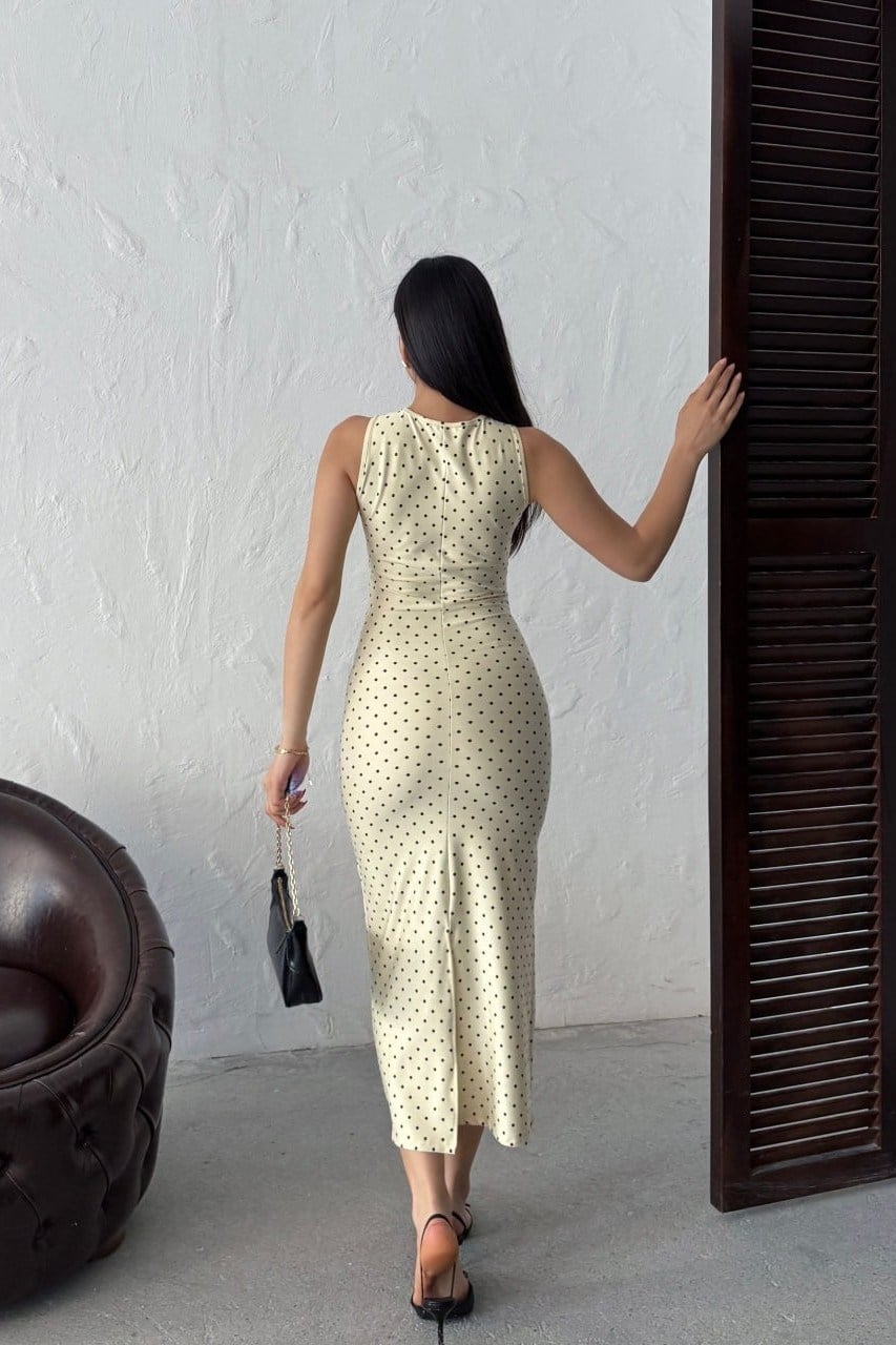 Wholesale Yellow Polka Dot Bodycon Dress 0034-3138