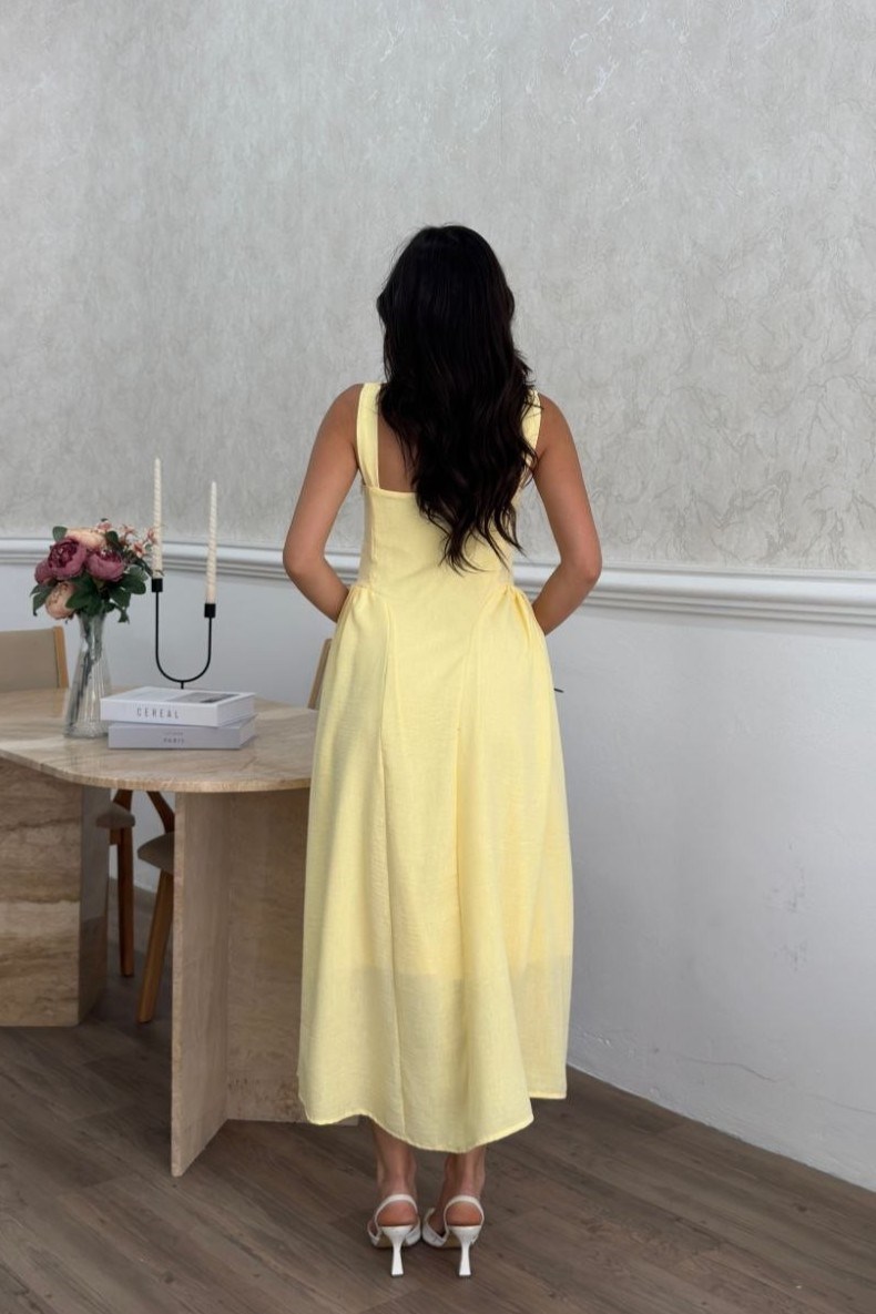Wholesale Yellow Strappy Maxi Dress 0034-3173