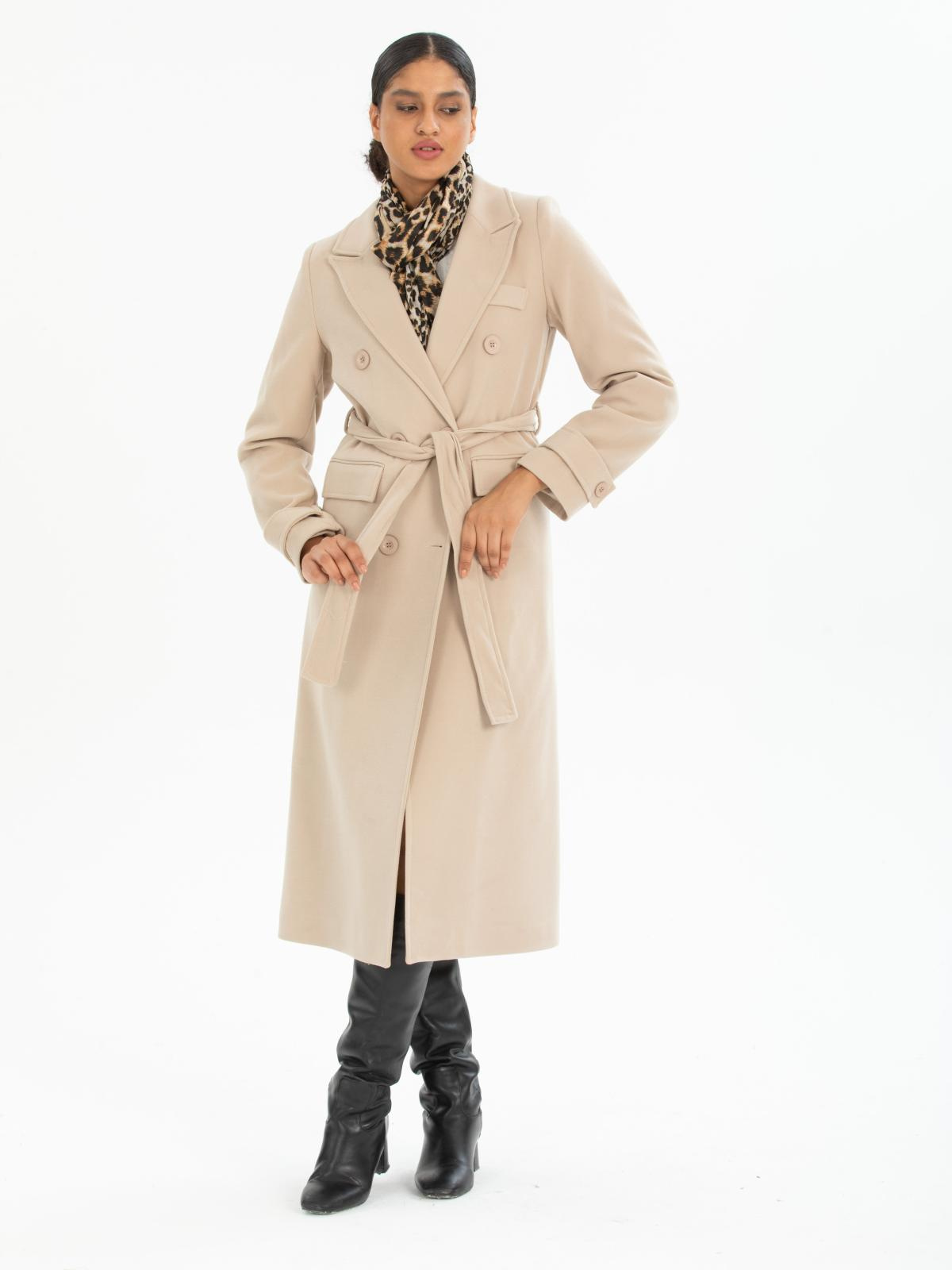Women coat with belt wholesale Beige color