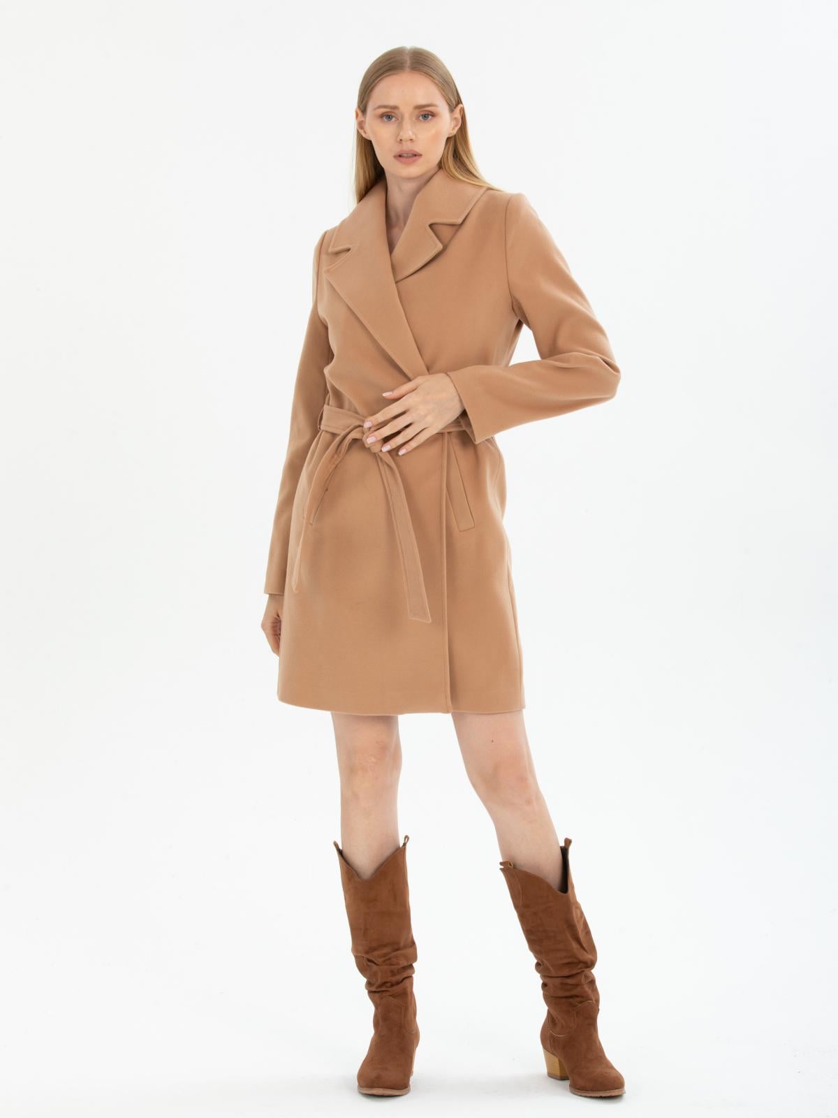Women coat with belt wholesale Beige color 670518