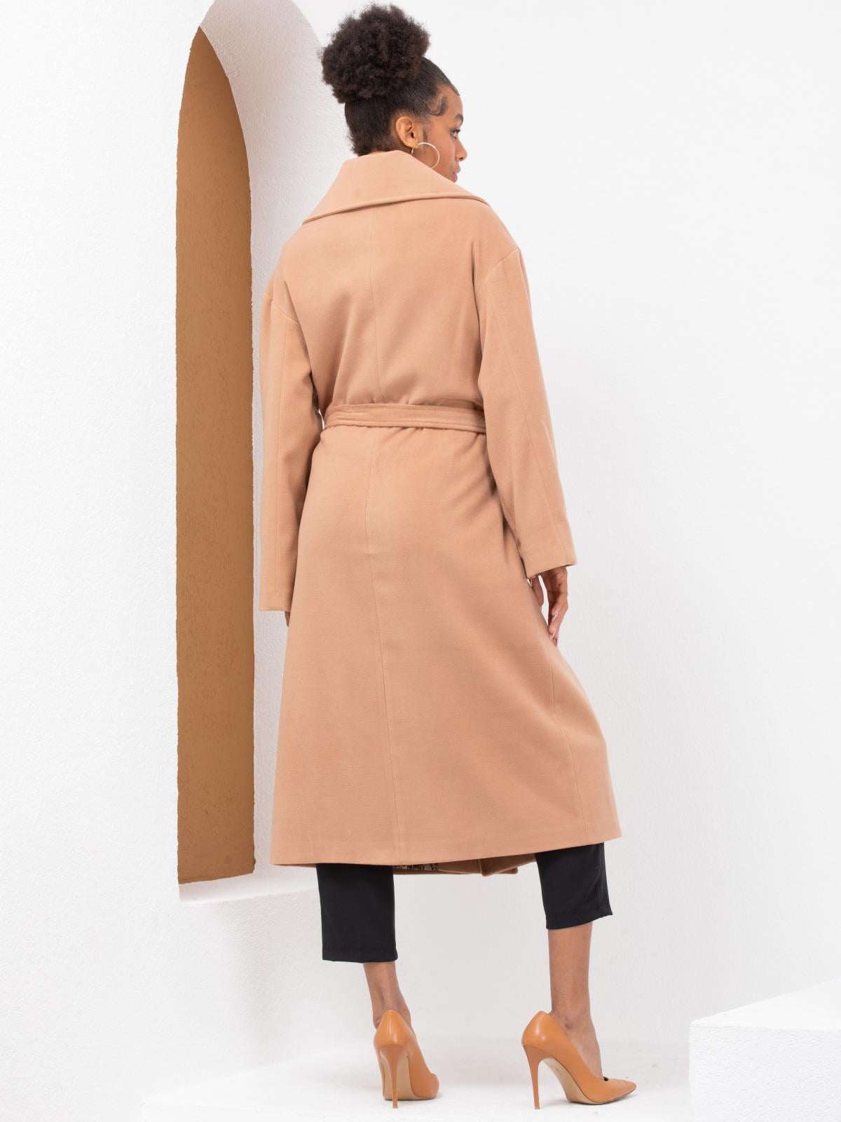 Women coat with belt wholesale Beige color 669368