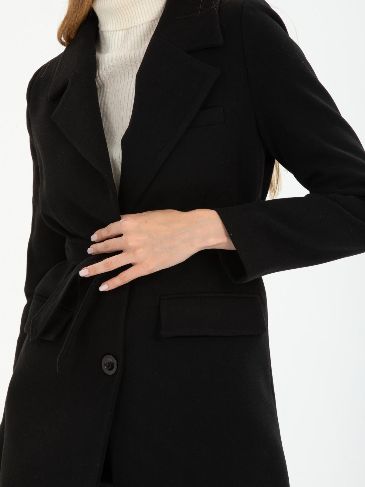 Women coat with belt wholesale Black color 670507