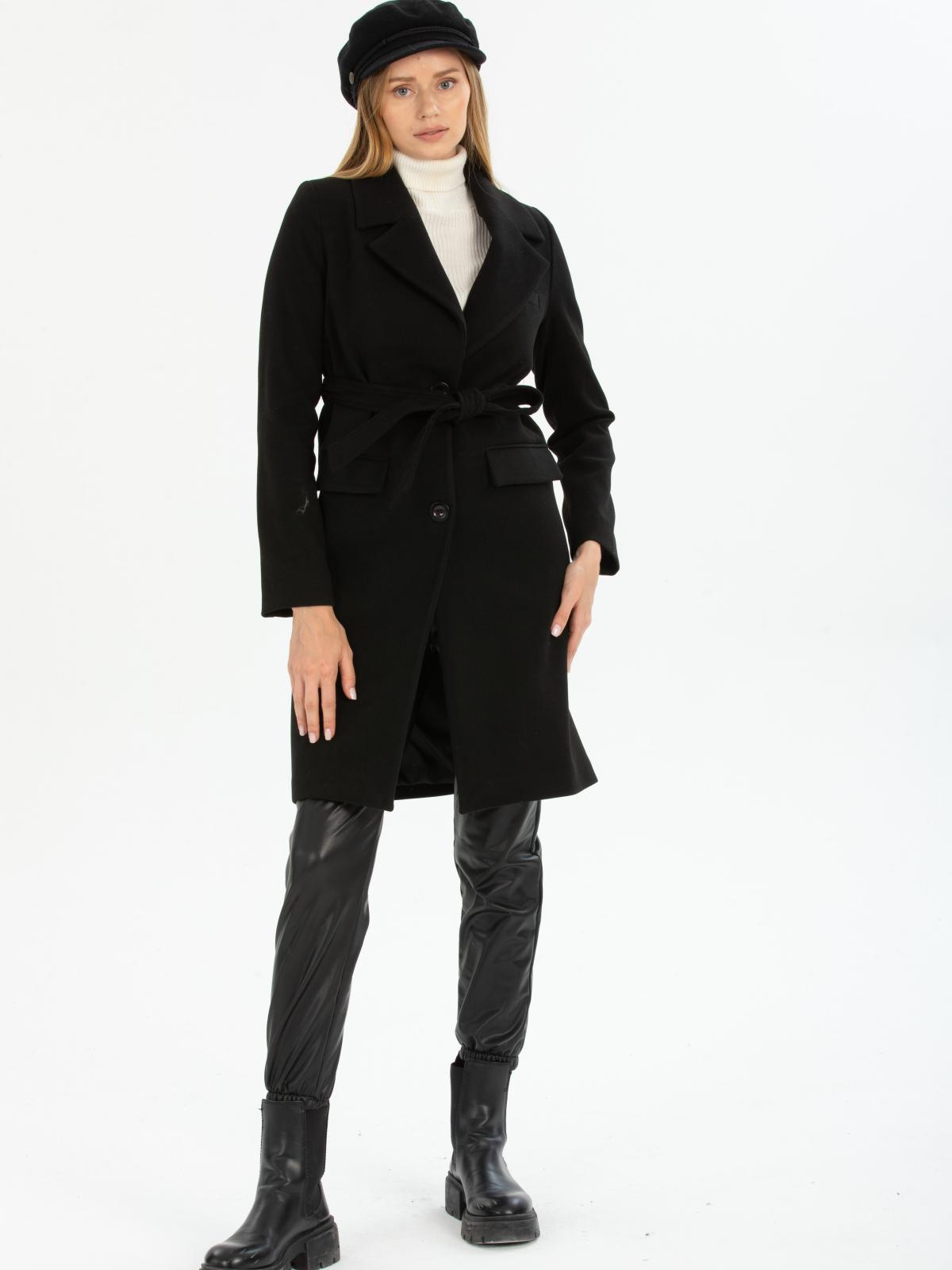 Women coat with belt wholesale Black color 670507