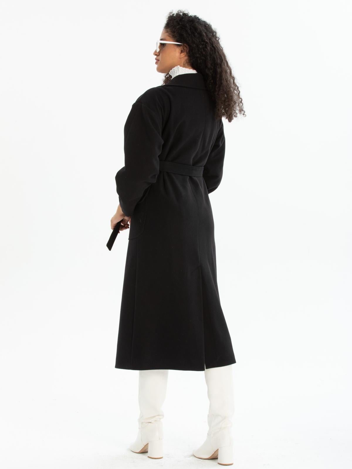 Women coat with belt wholesale Black color 670442