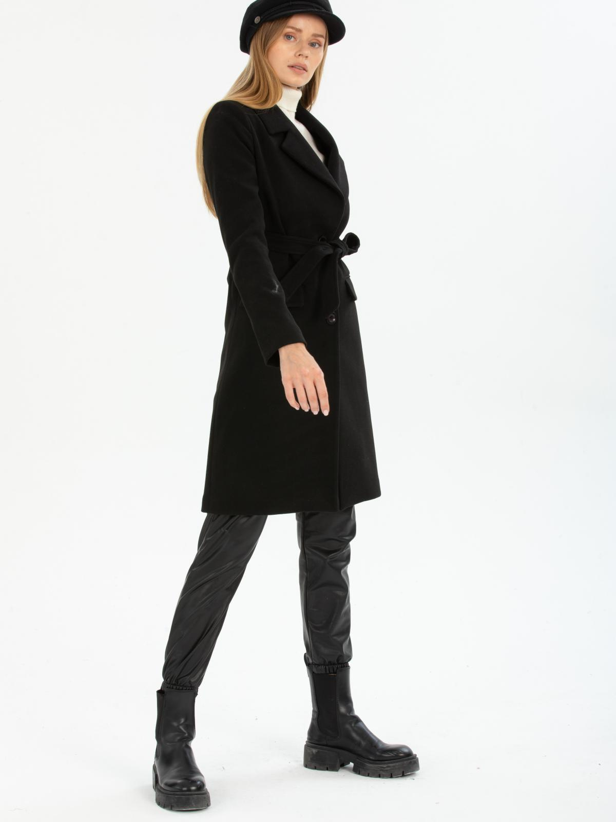Women coat with belt wholesale Black color 670507