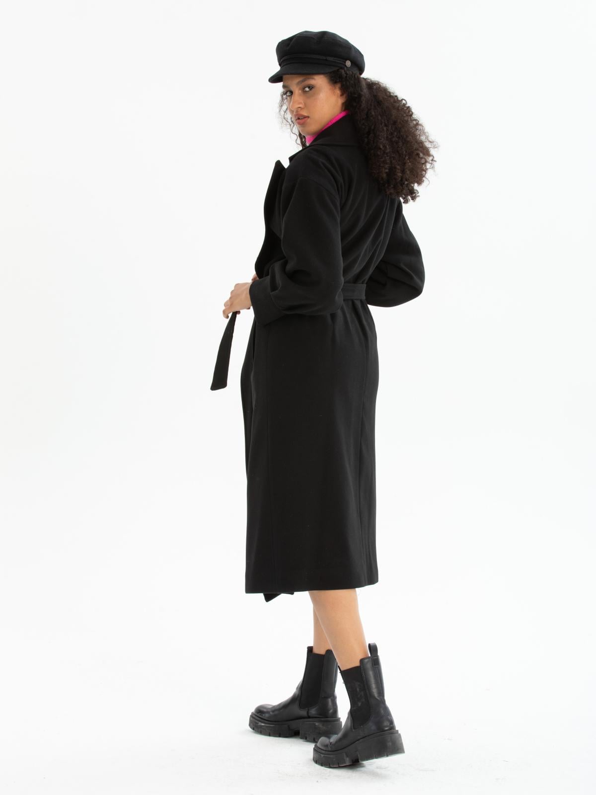 Women coat with belt wholesale Black color