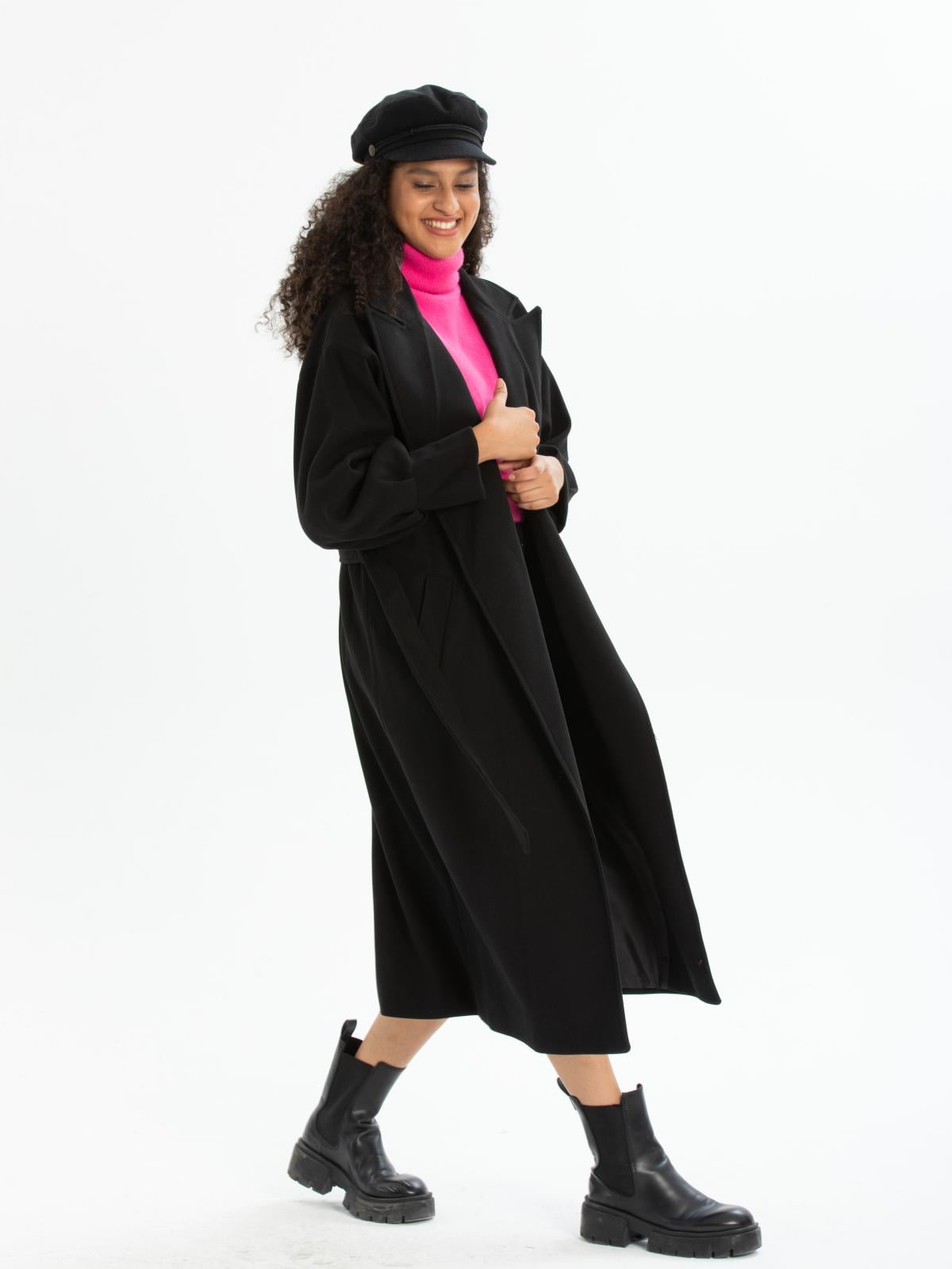 Women coat with belt wholesale Black color