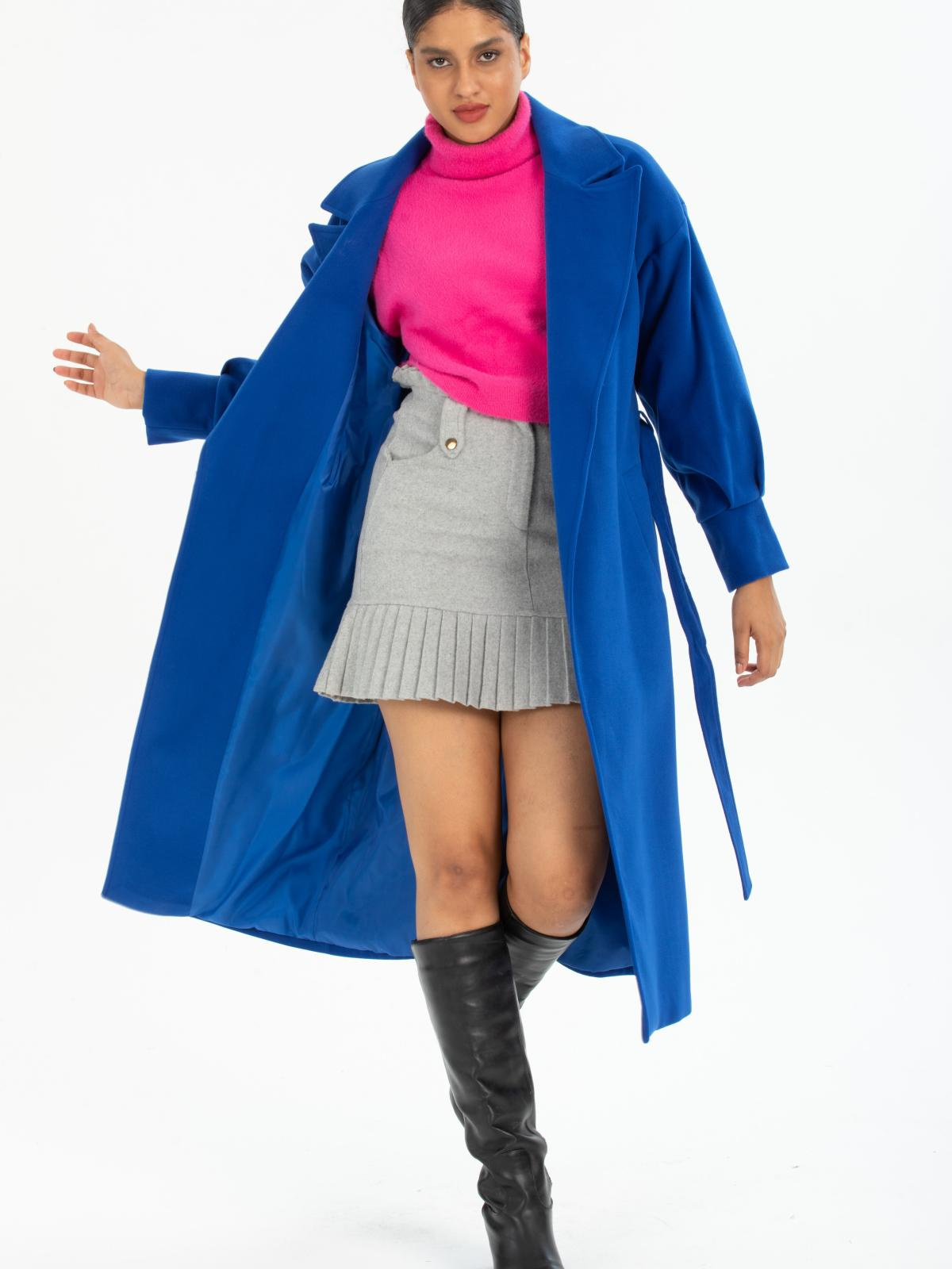 Women coat with belt wholesale Blue color 670481