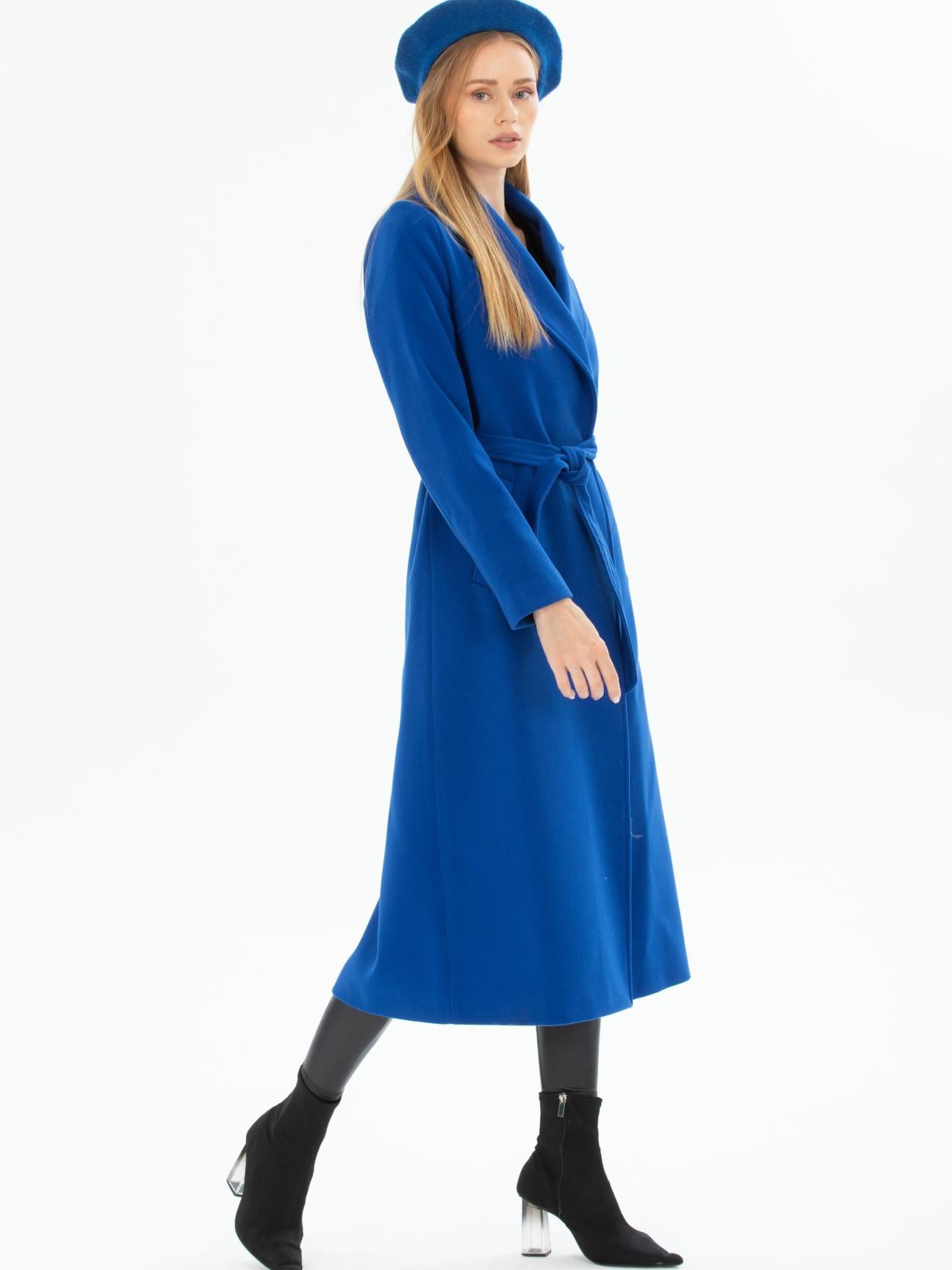 Women coat with belt wholesale Blue color 669515