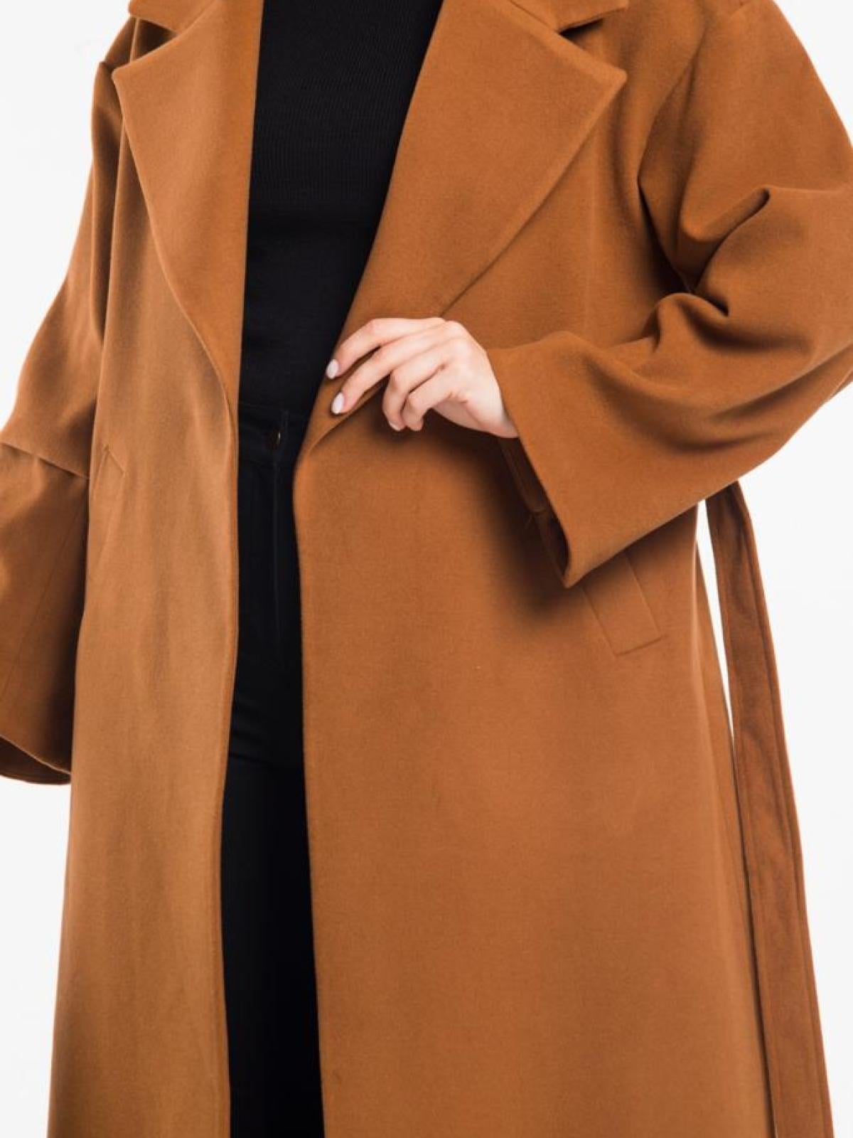 Women coat with belt wholesale Camel color 669361