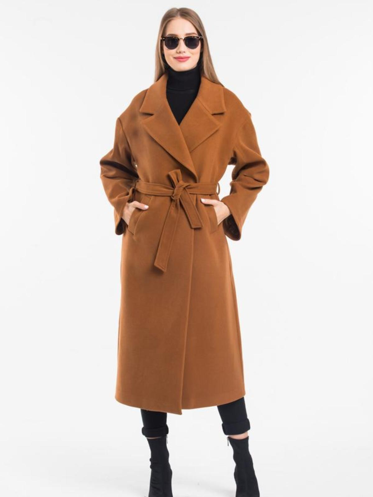 Women coat with belt wholesale Camel color 669361