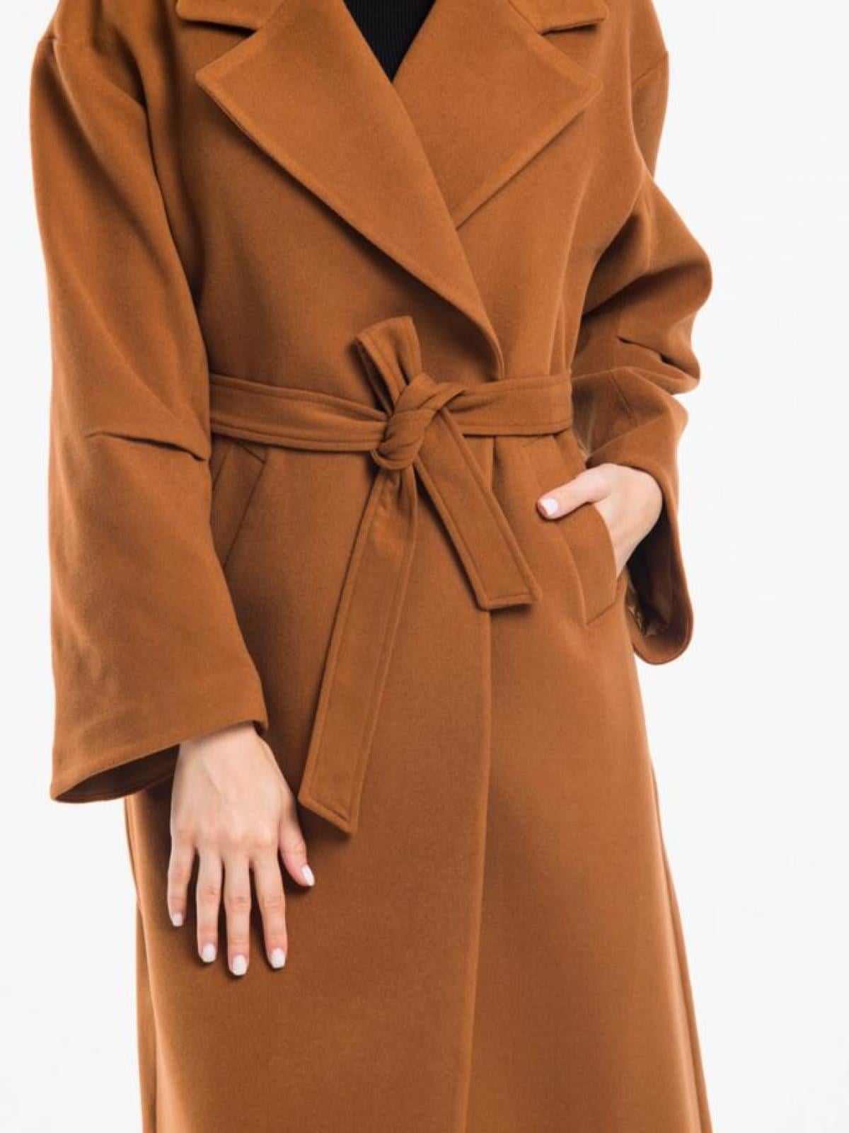 Women coat with belt wholesale Camel color 669361