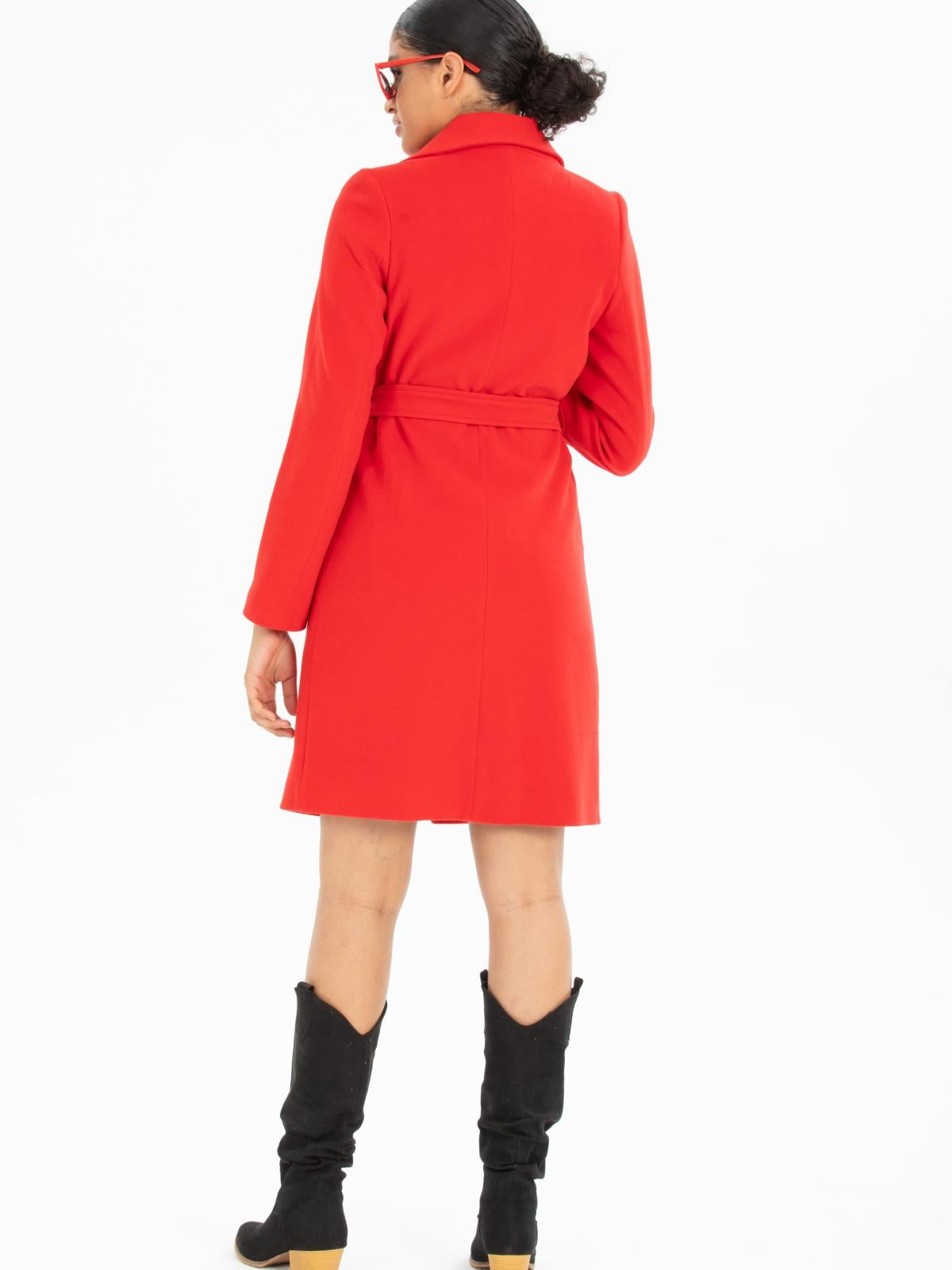 Women coat with belt wholesale Coral color 669541