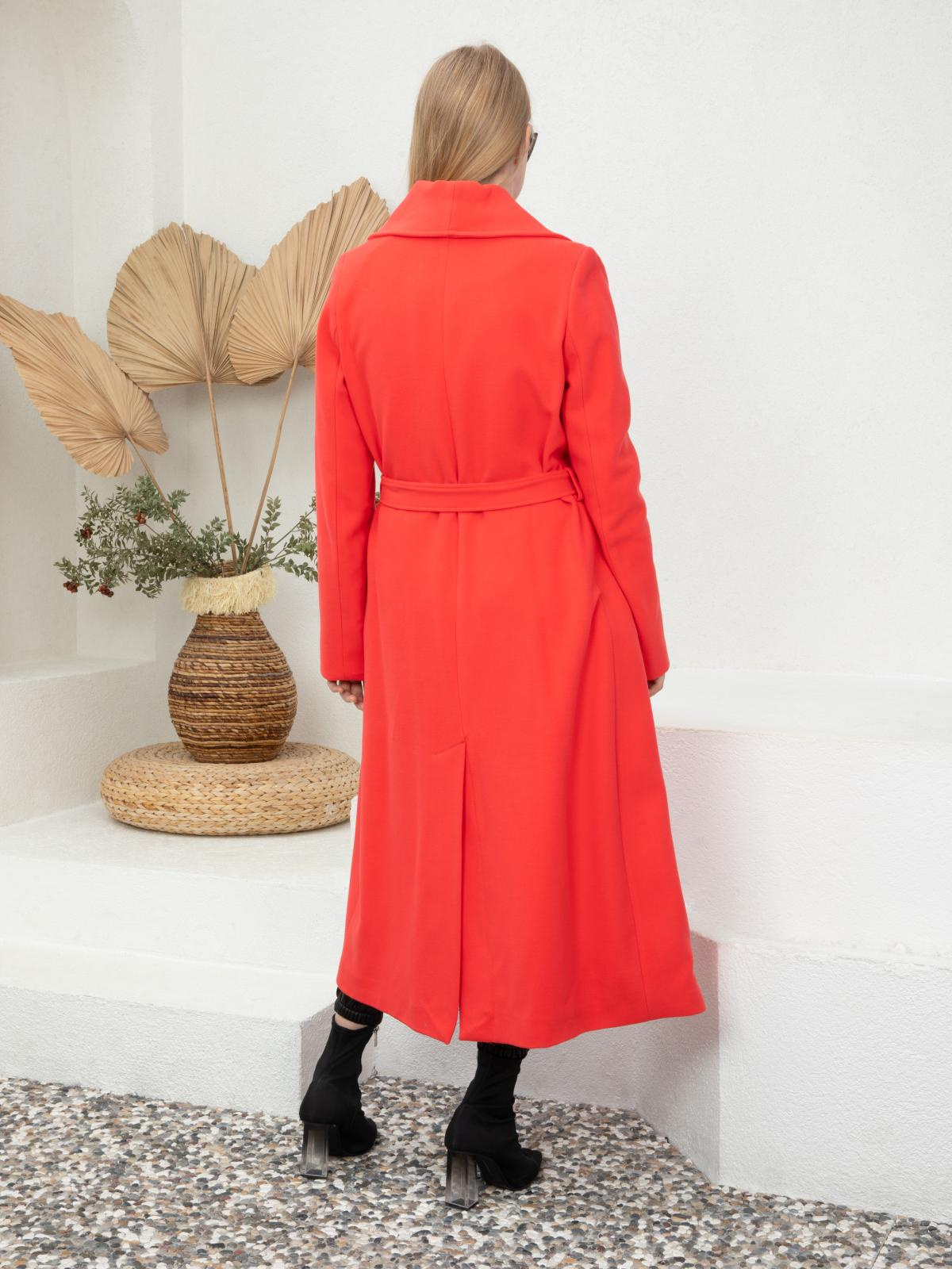 Women Coat With Belt Wholesale Coral Color