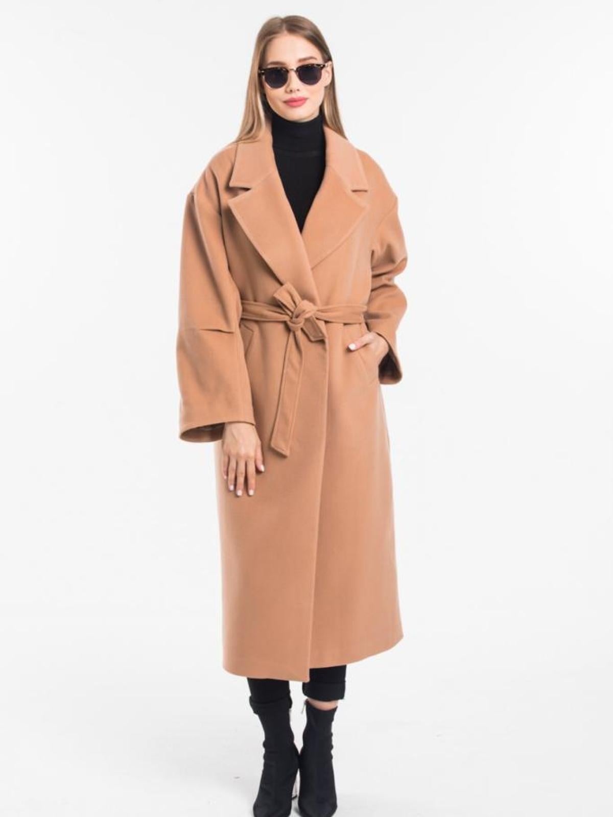Women coat with belt wholesale Cream color 669360