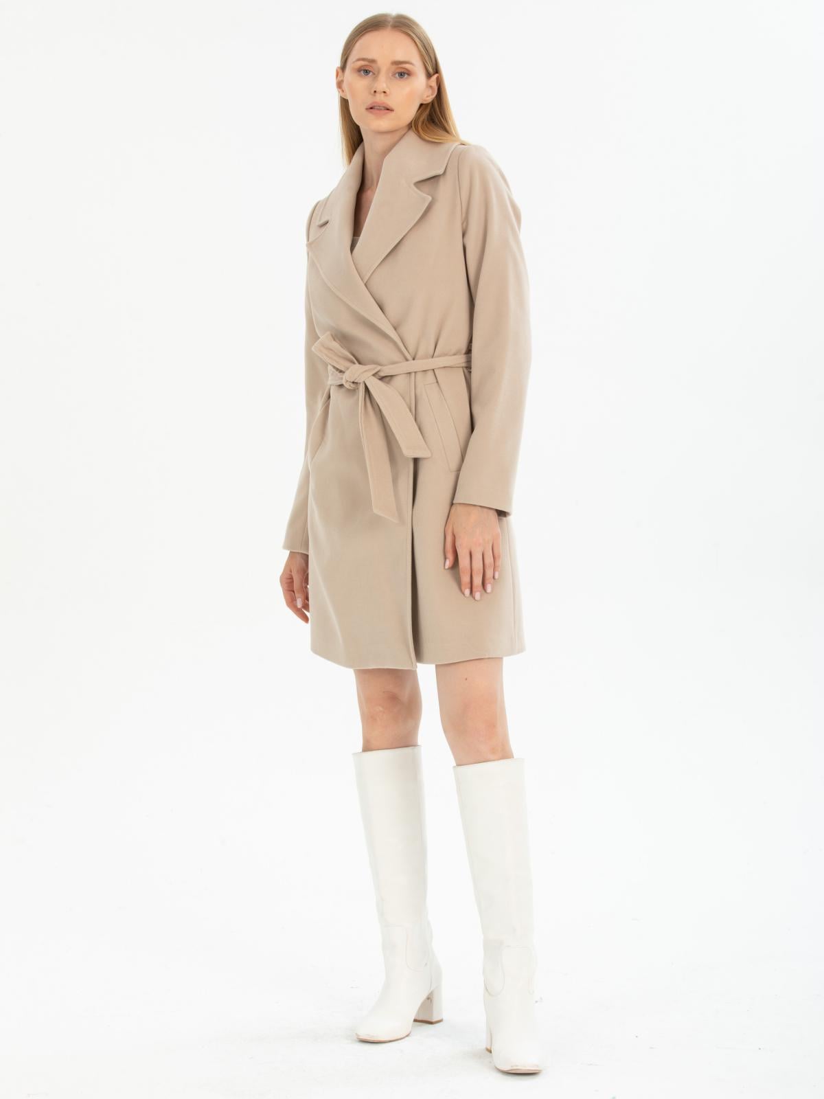 Women coat with belt wholesale Cream color 669522