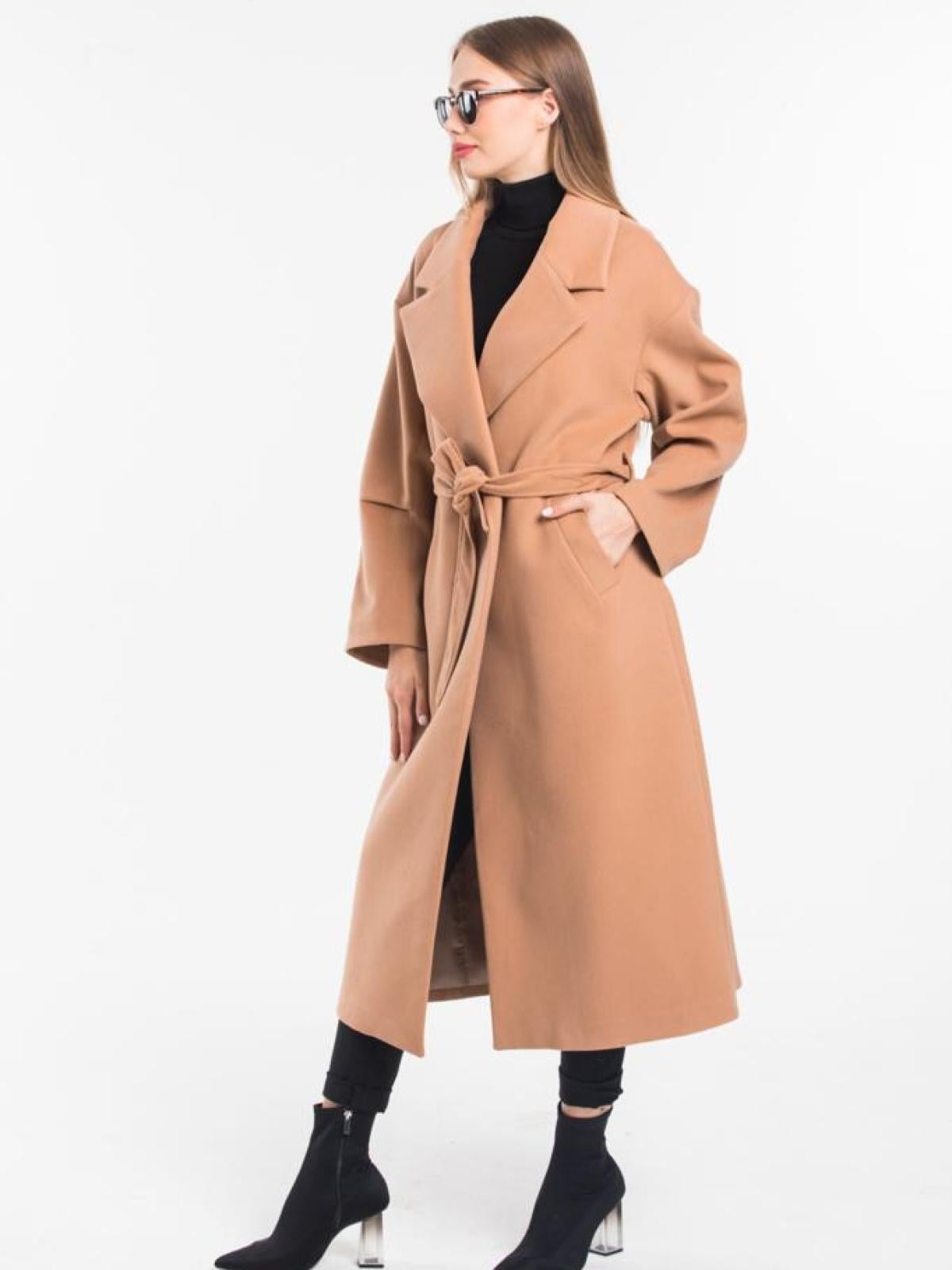 Women coat with belt wholesale Cream color 669360