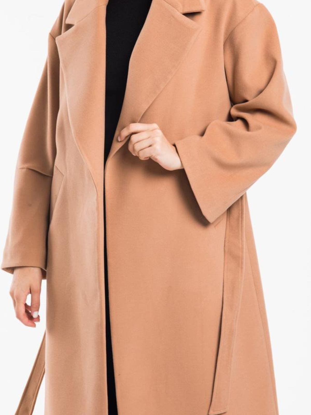 Women coat with belt wholesale Cream color 669360
