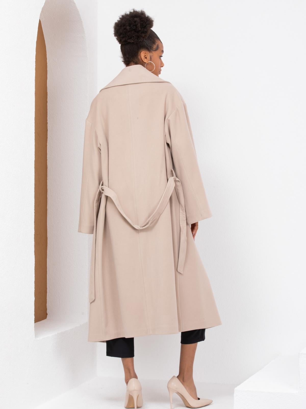 Women coat with belt wholesale Cream color 669369