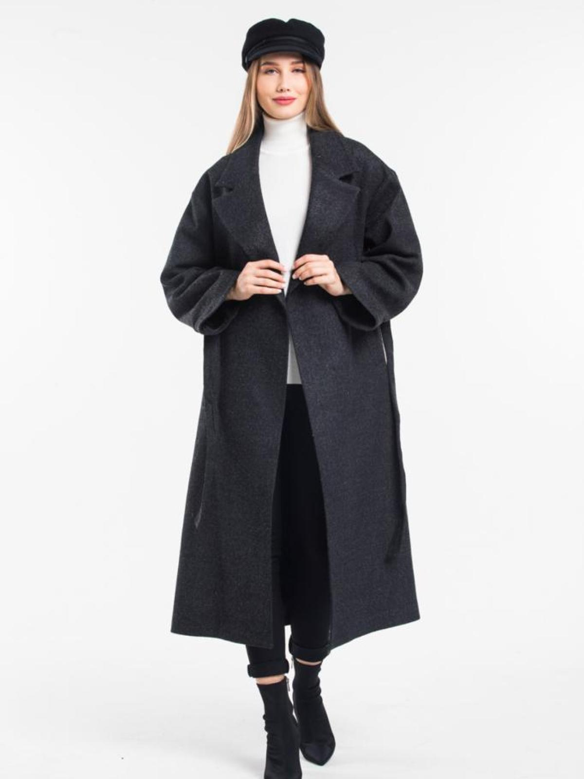 Women coat with belt wholesale Dark Gray color 669363