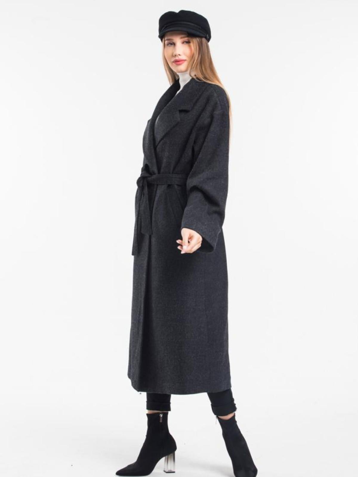 Women coat with belt wholesale Dark Gray color 669363