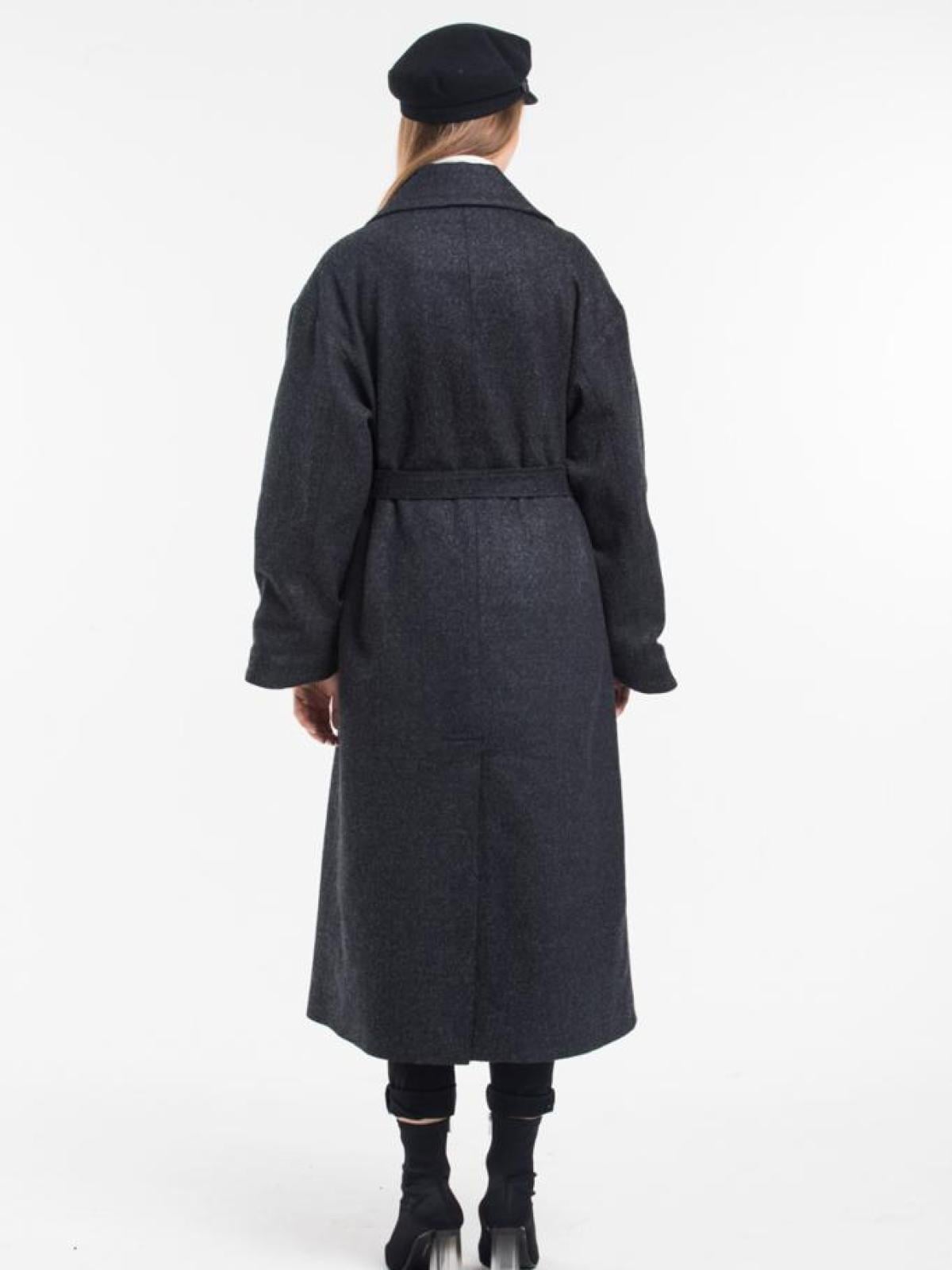 Women coat with belt wholesale Dark Gray color 669363