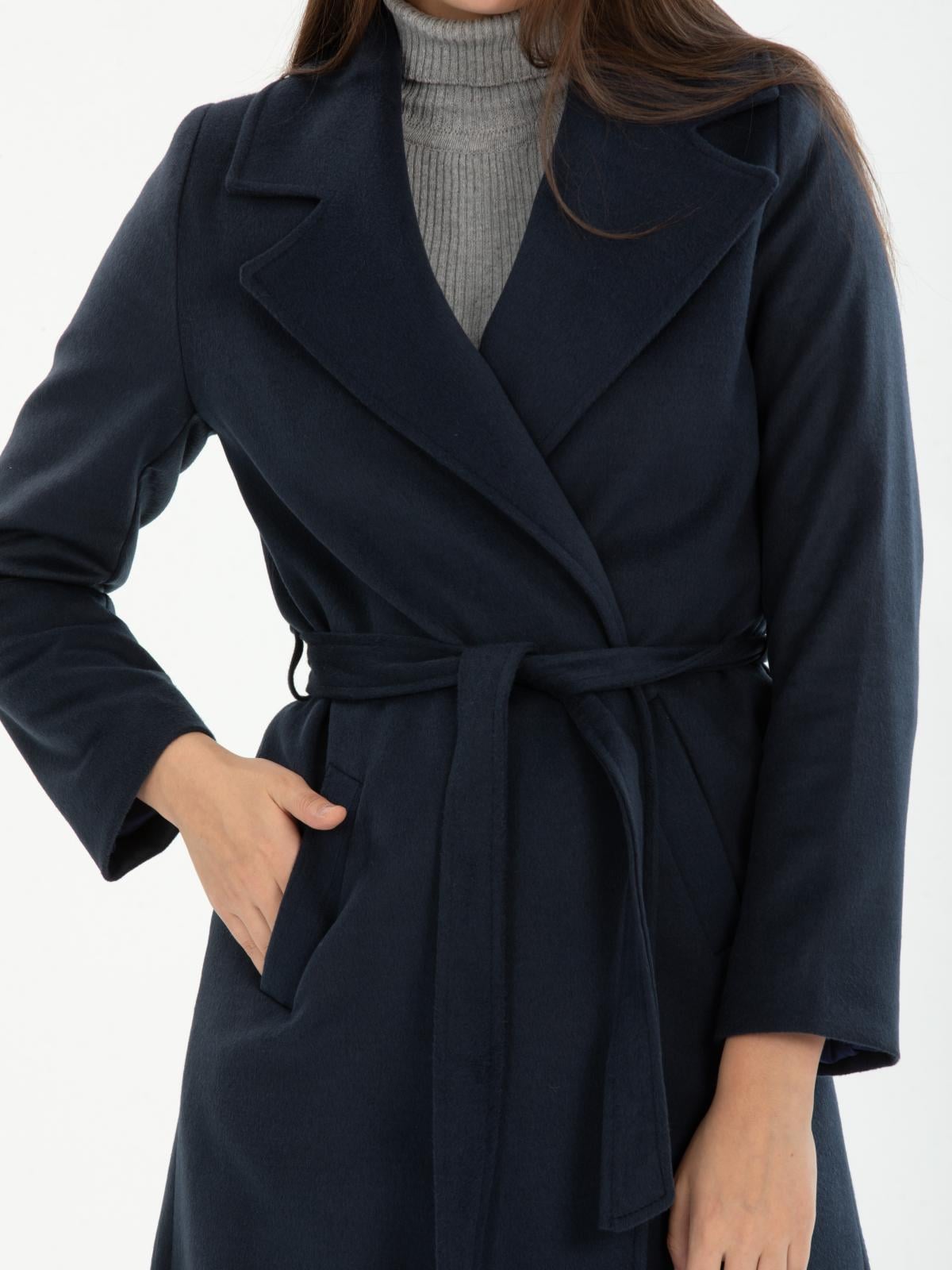 Women coat with belt wholesale Dark Navy color